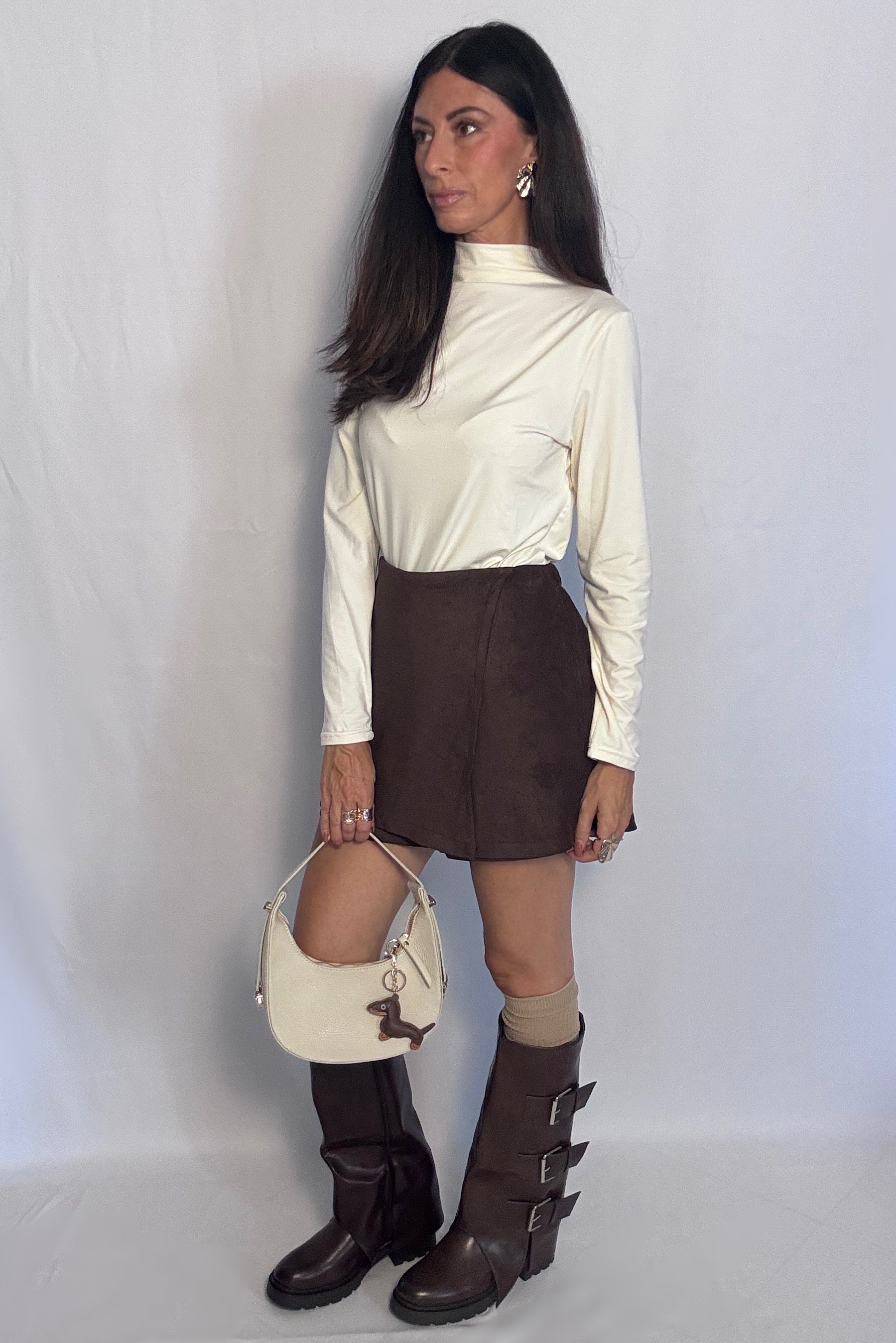 Maglia collo alto panna
