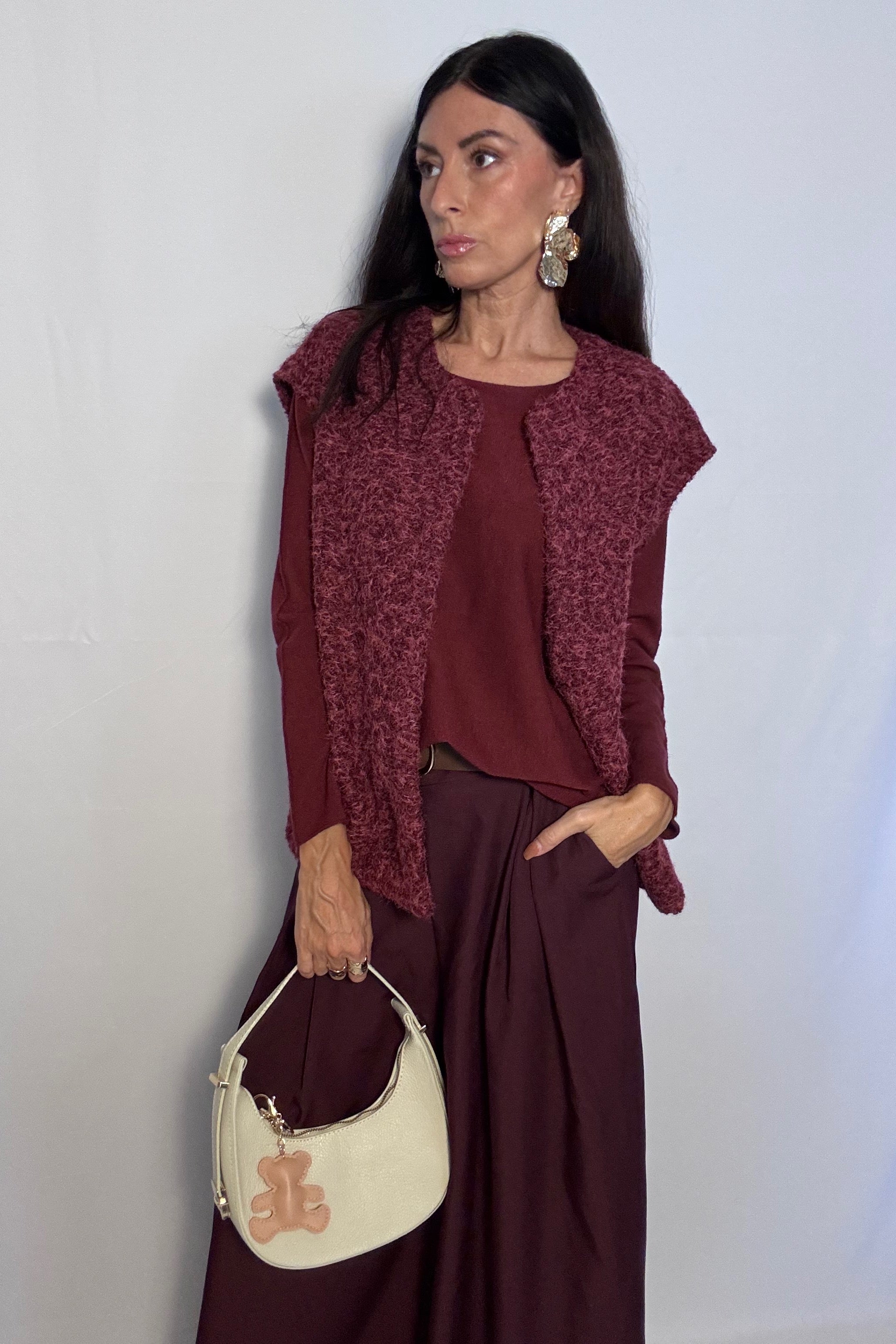 Pantalone Charlotte con cintura vino