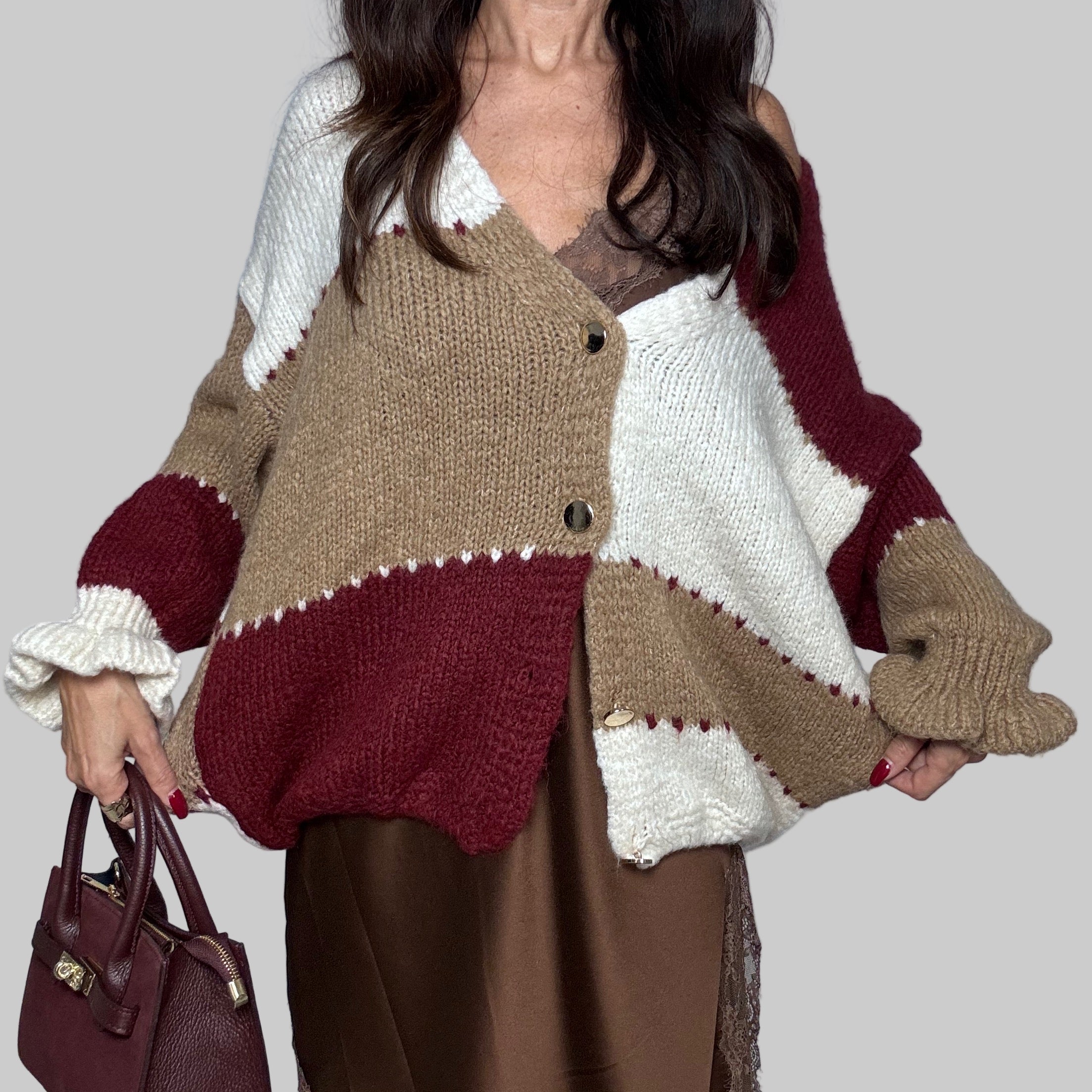 Cardigan Patchwork vino