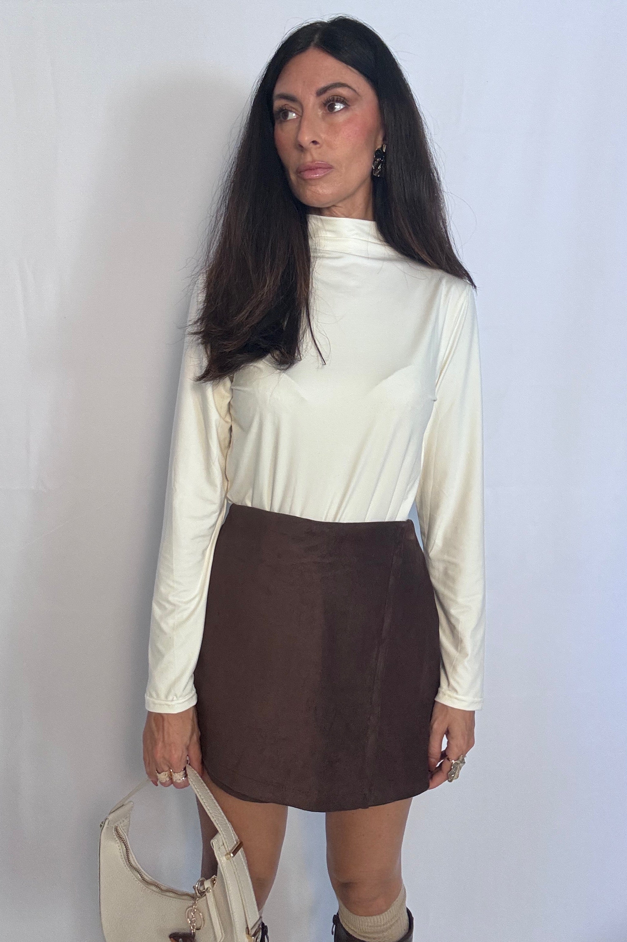 Maglia collo alto panna