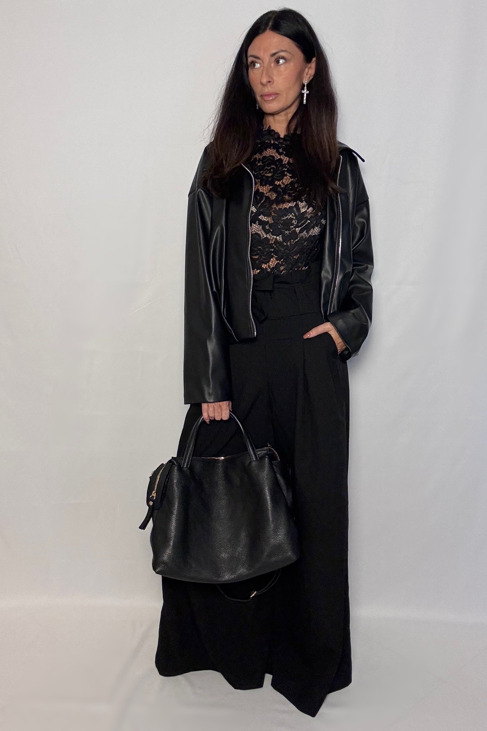 Pantalone Cameron con cintura nero