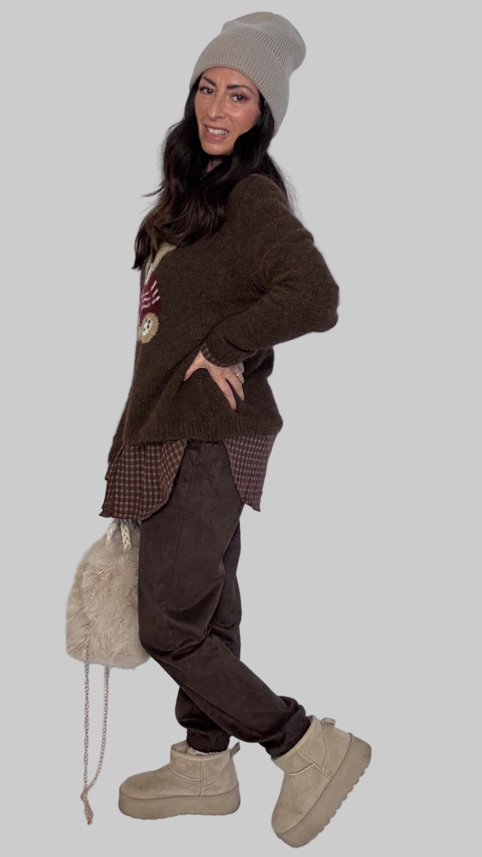Pantalone Kerry ecocamoscio cioccolato
