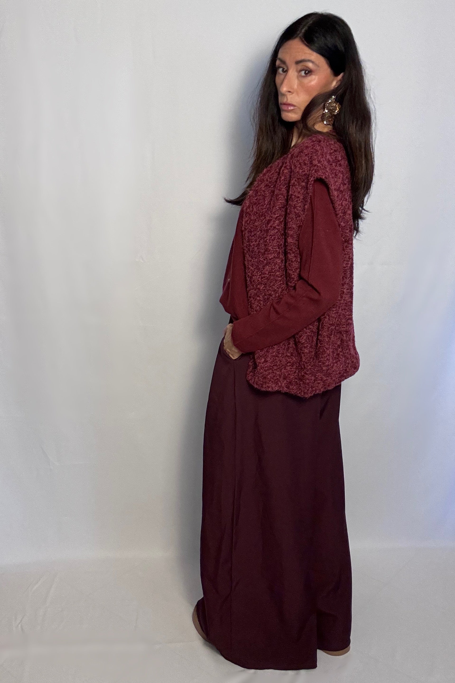 Pantalone Charlotte con cintura vino