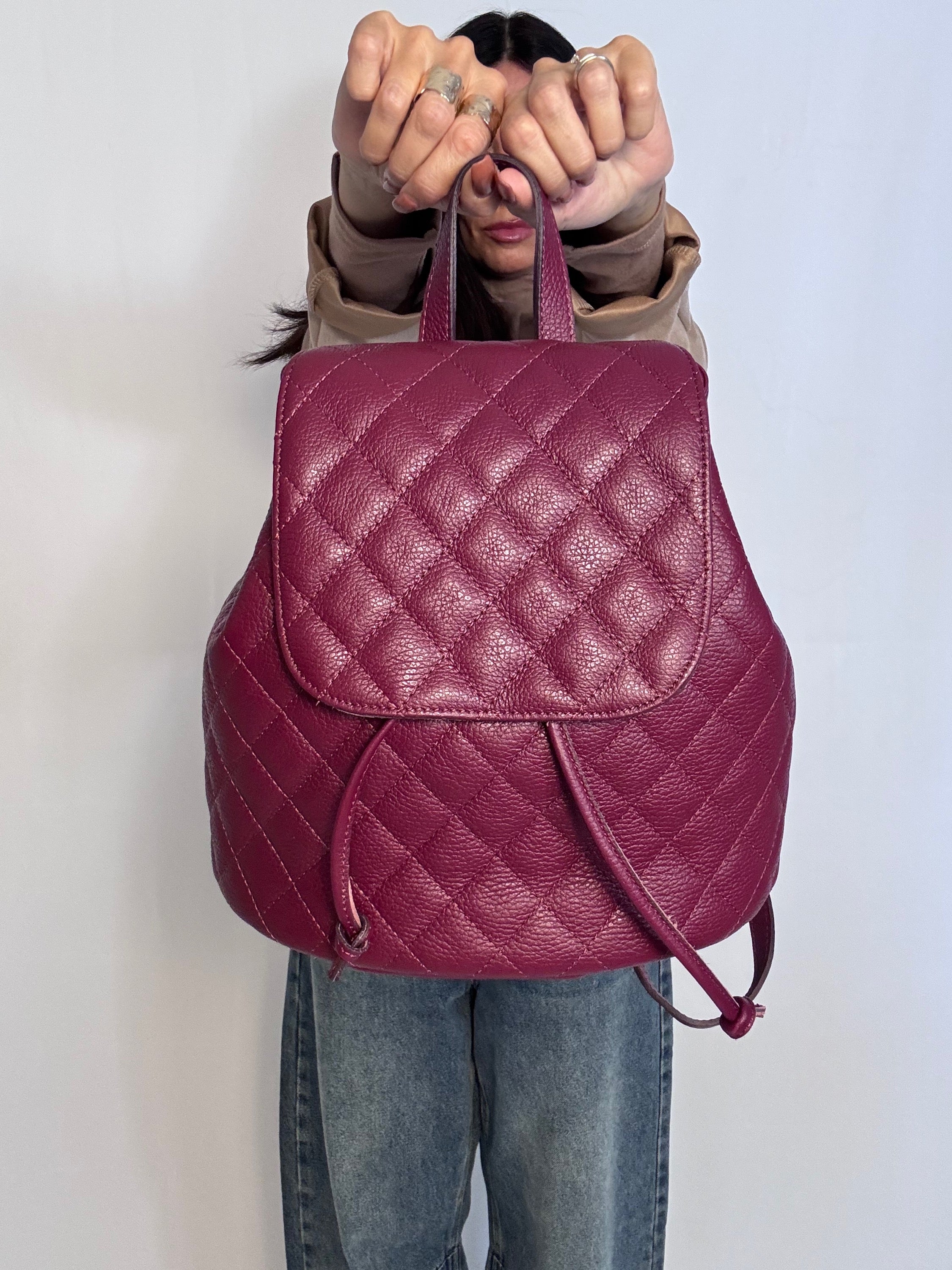 Zaino Dory in vera pelle Made in Italy vino