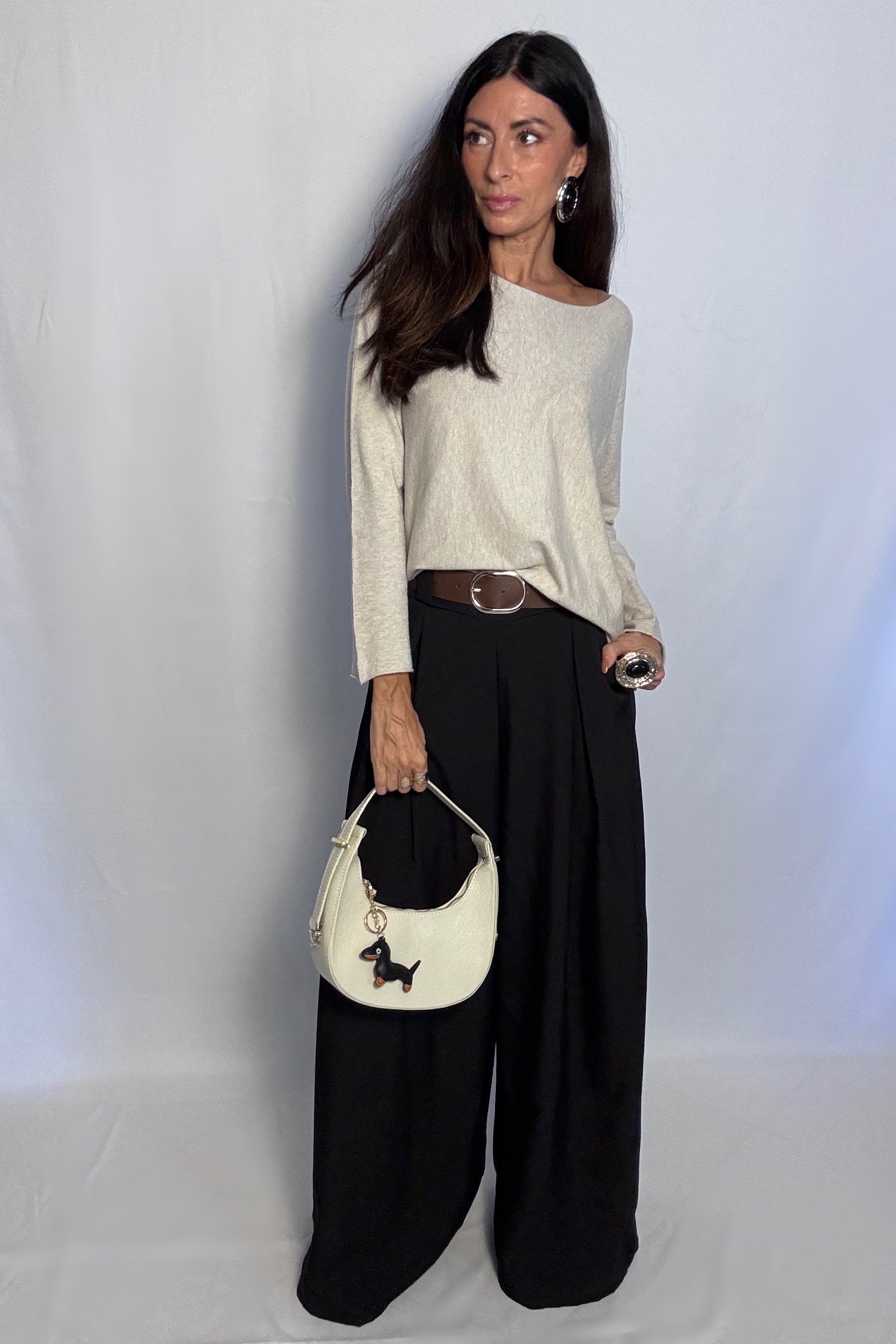 Pantalone Charlotte con cintura nero