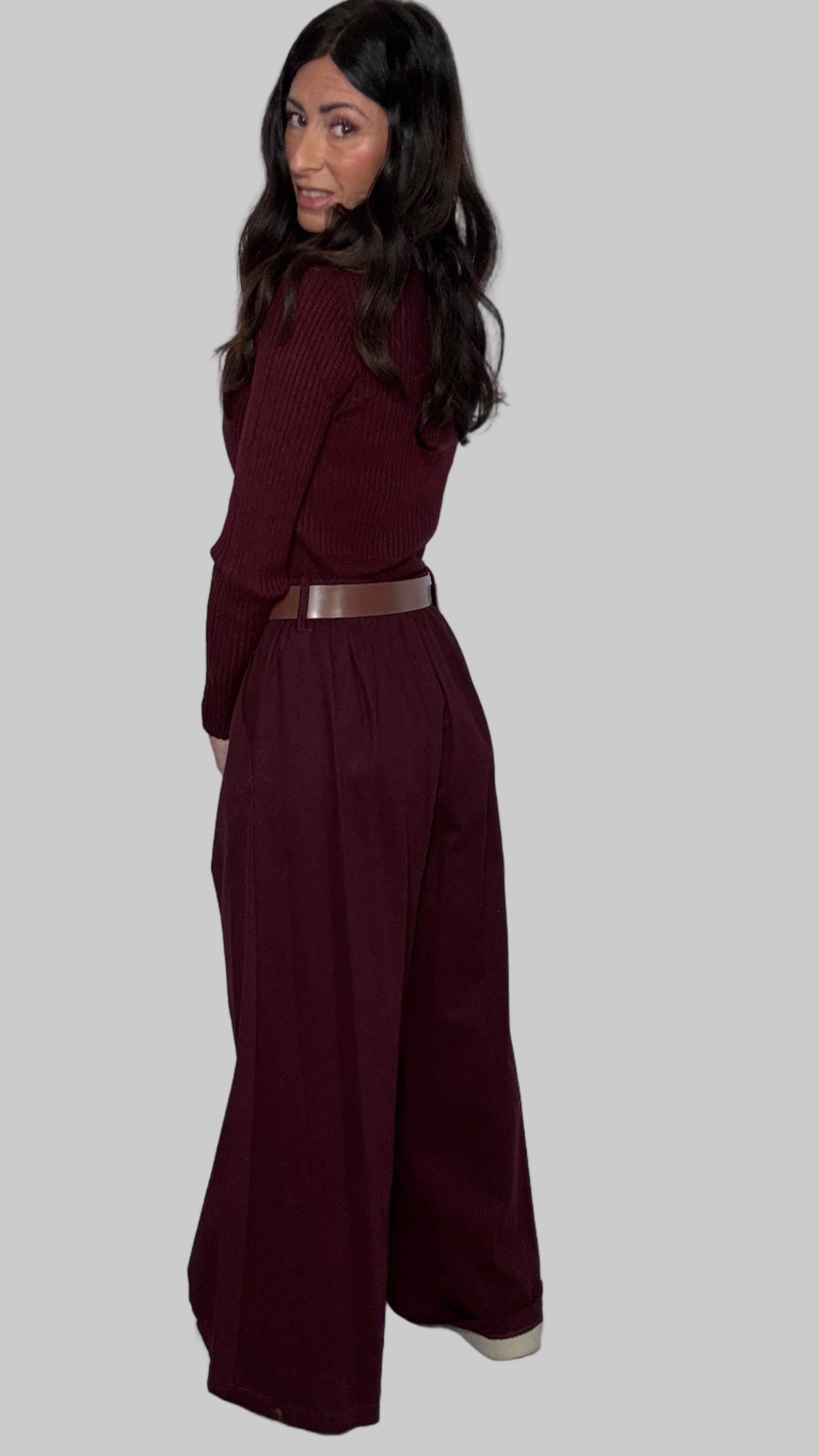 Pantalone West con cintura vino