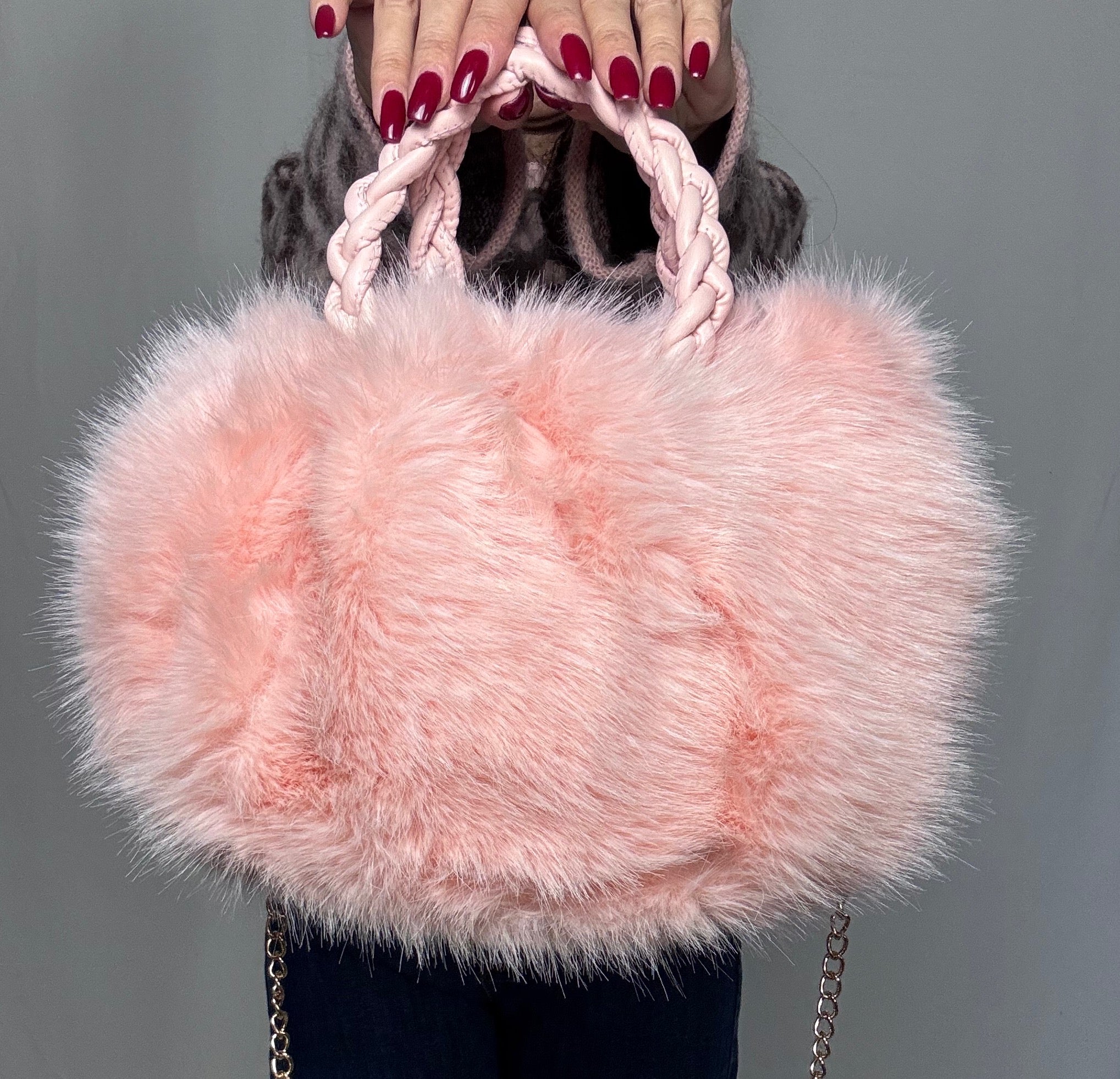 Borsa Fluffy rosa