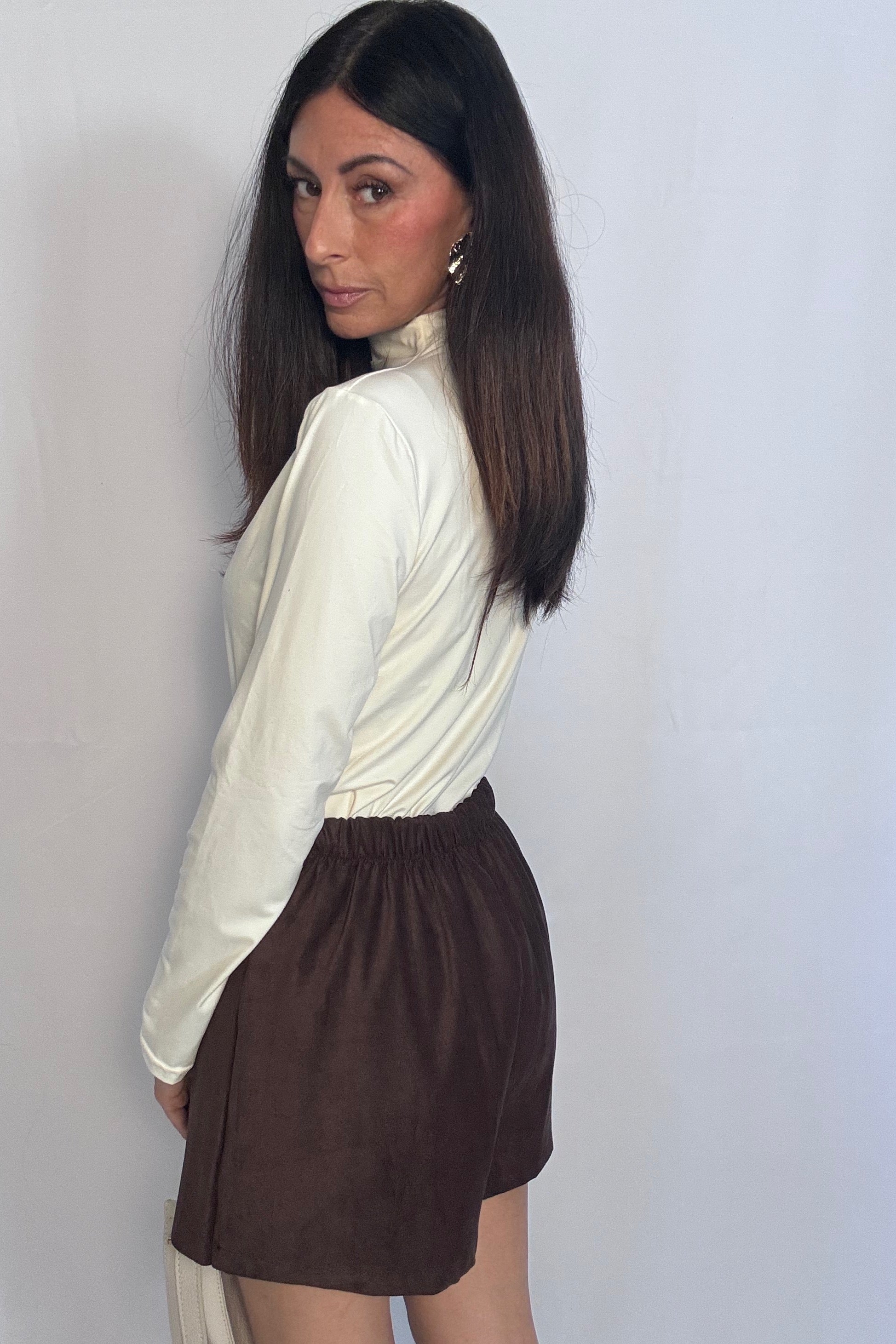 Maglia collo alto panna