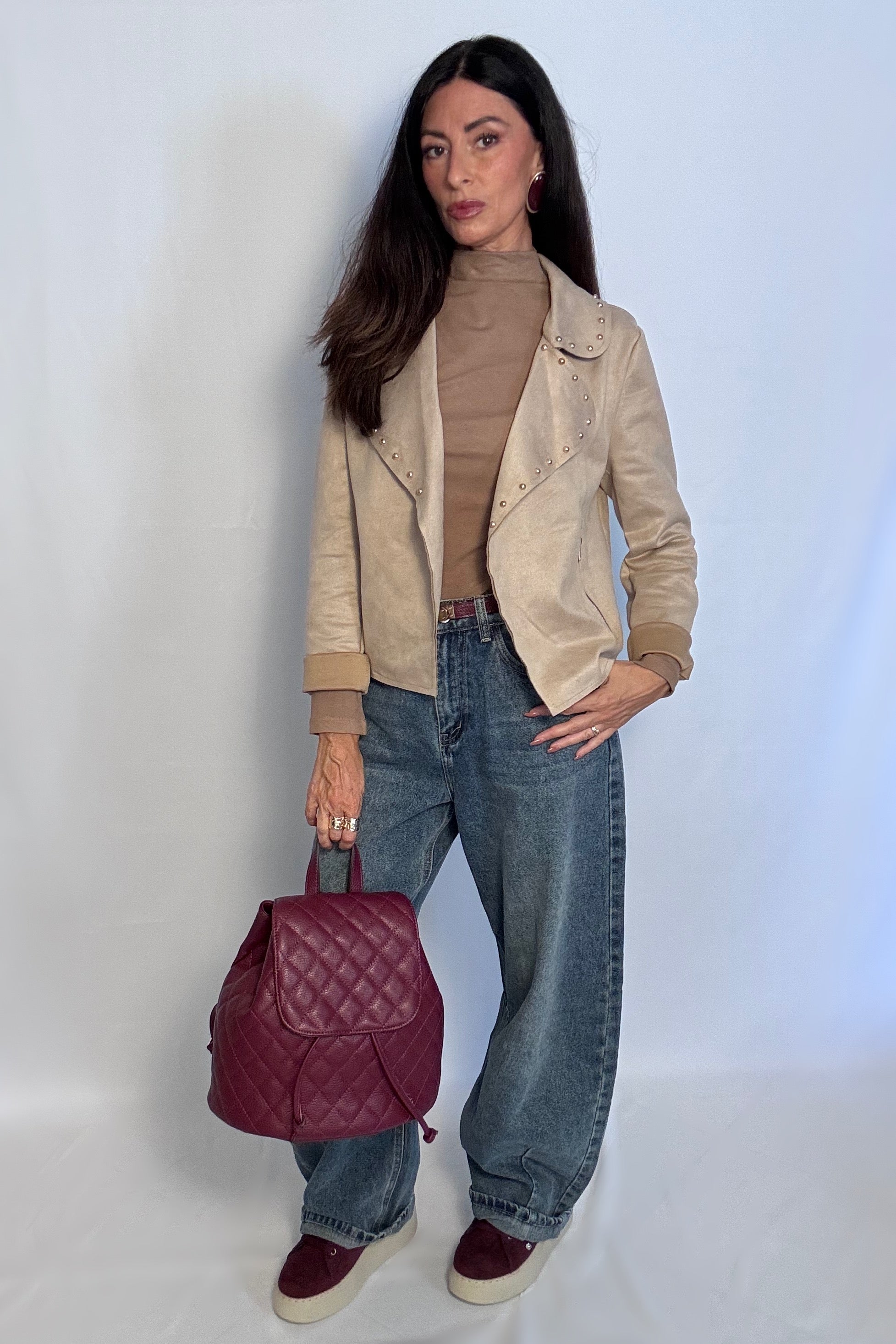 Chiodo scamosciato borchie (limited edition) beige