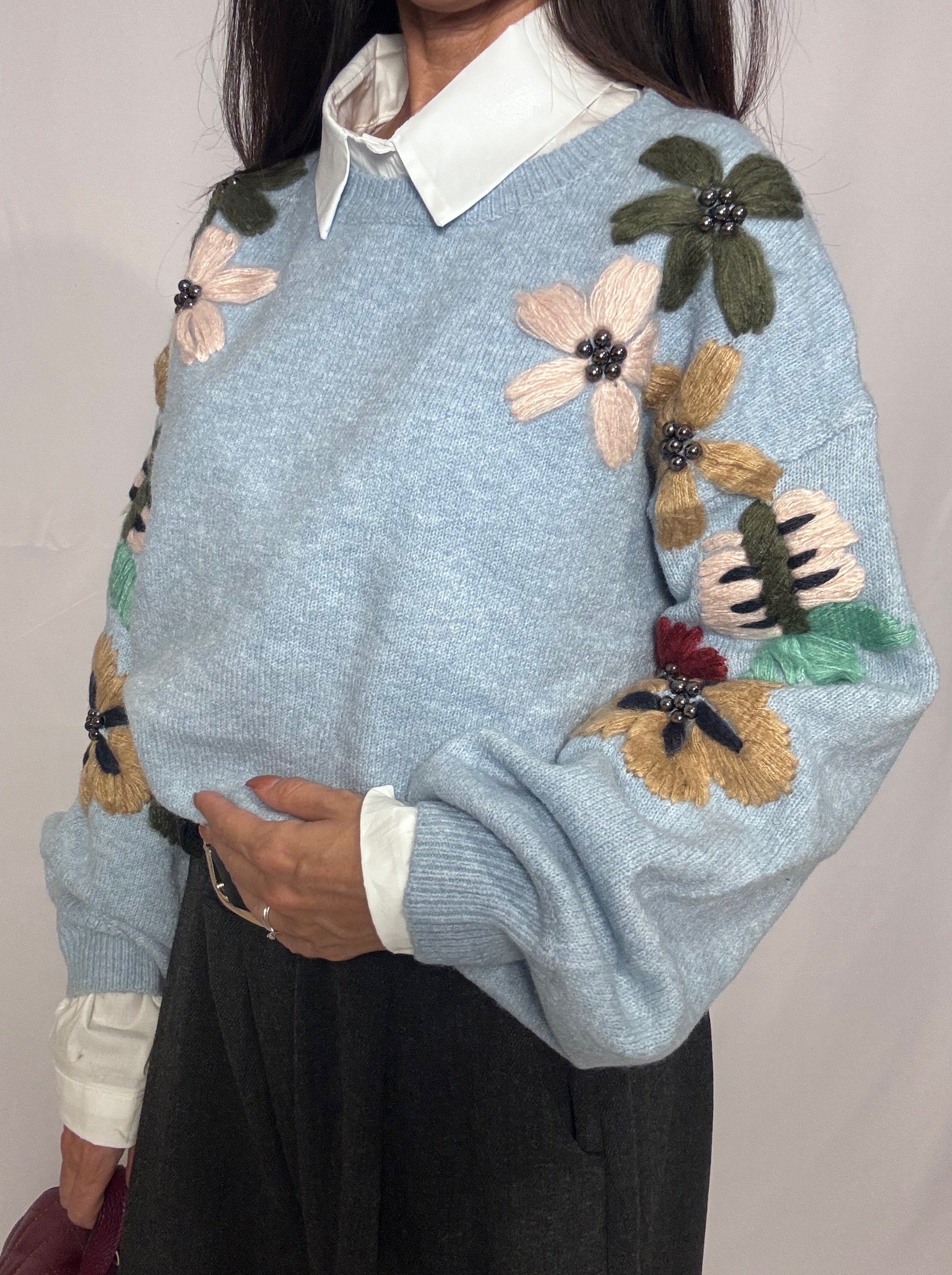 Pull Ricami (limited edition) cielo
