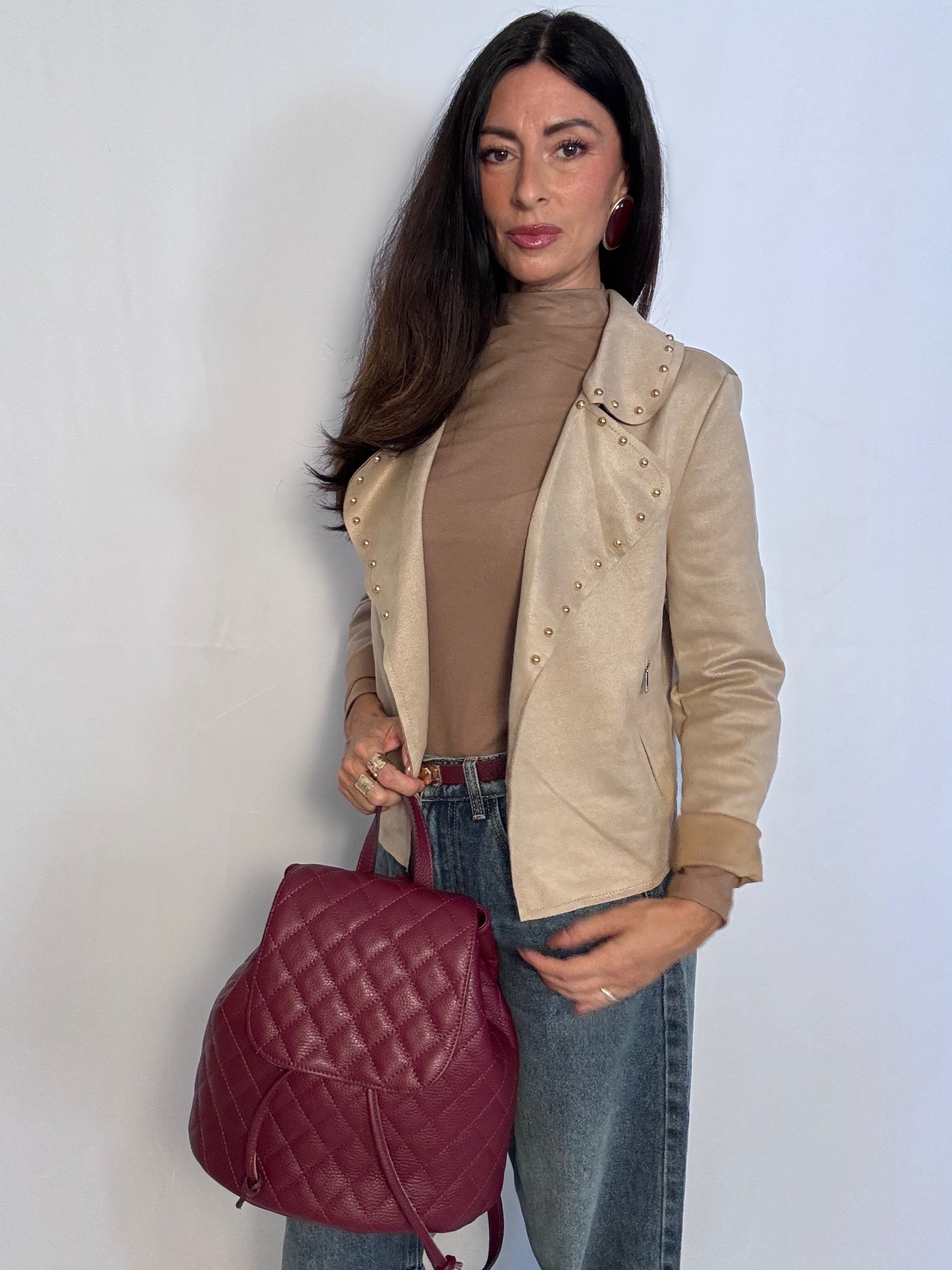 Zaino Dory in vera pelle Made in Italy vino