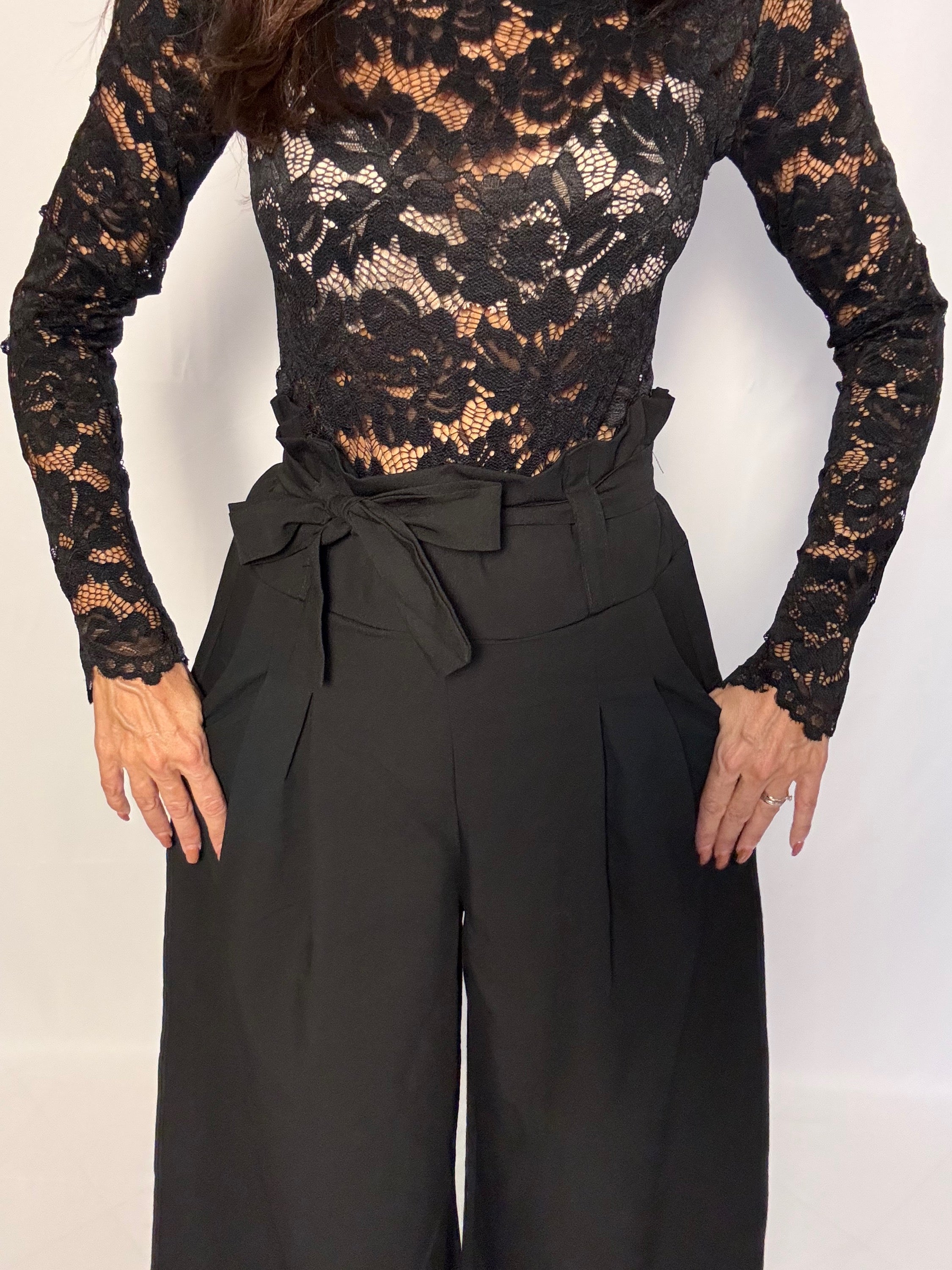 Pantalone Cameron con cintura nero