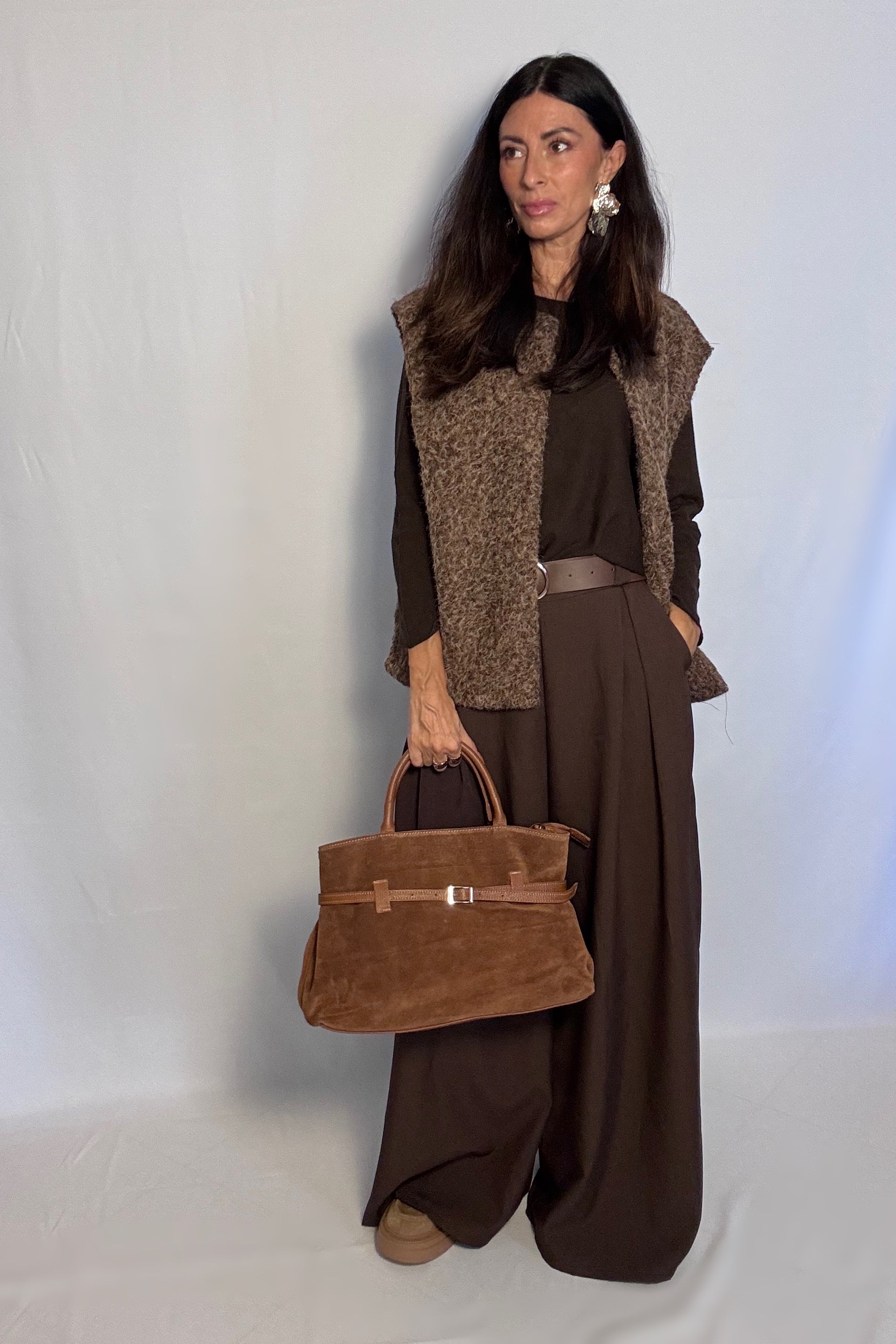 Pantalone Charlotte con cintura cioccolato