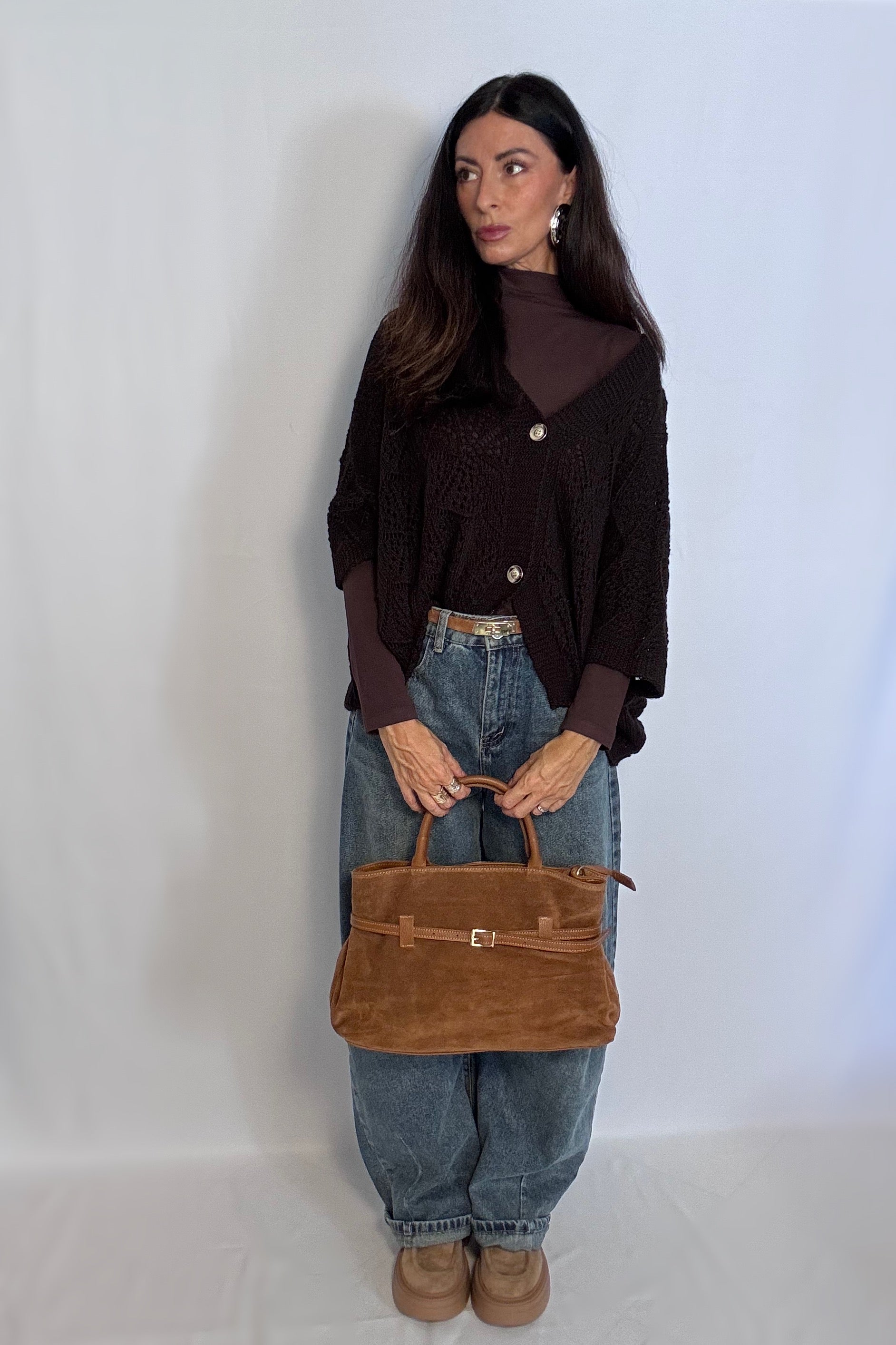 Cardigan Crochet cioccolato