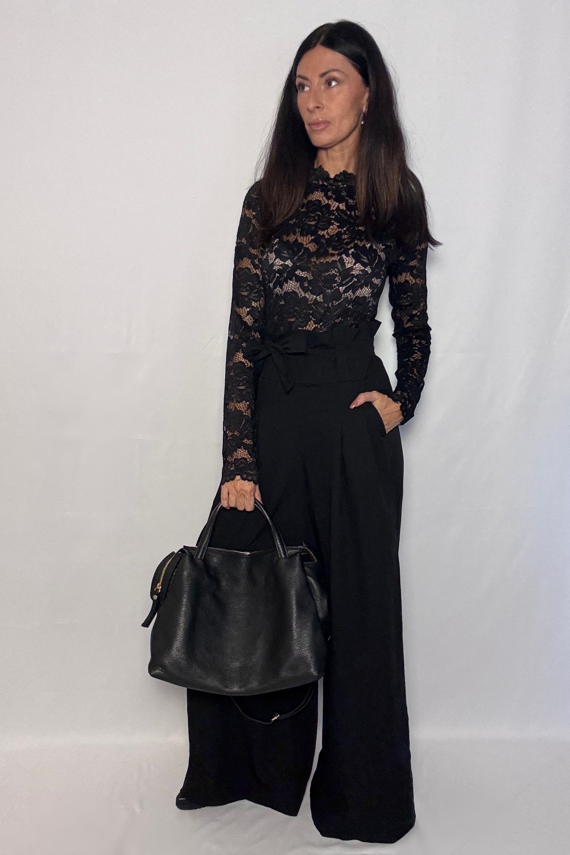 Pantalone Cameron con cintura nero