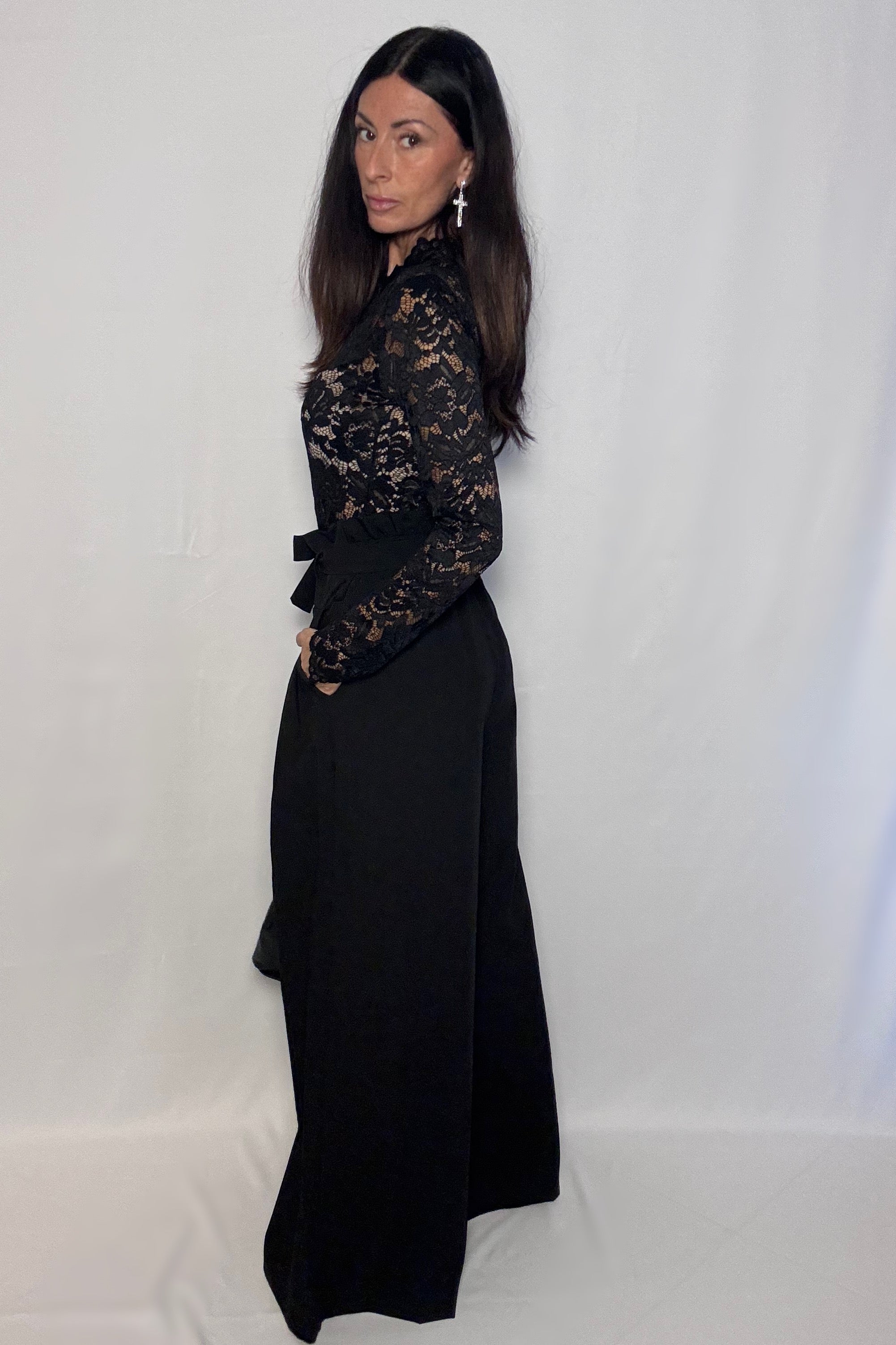 Pantalone Cameron con cintura nero