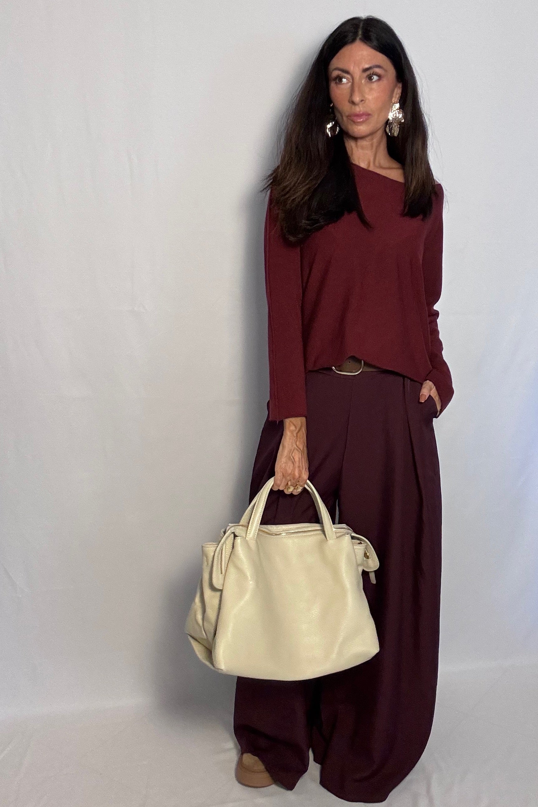 Pantalone Charlotte con cintura vino