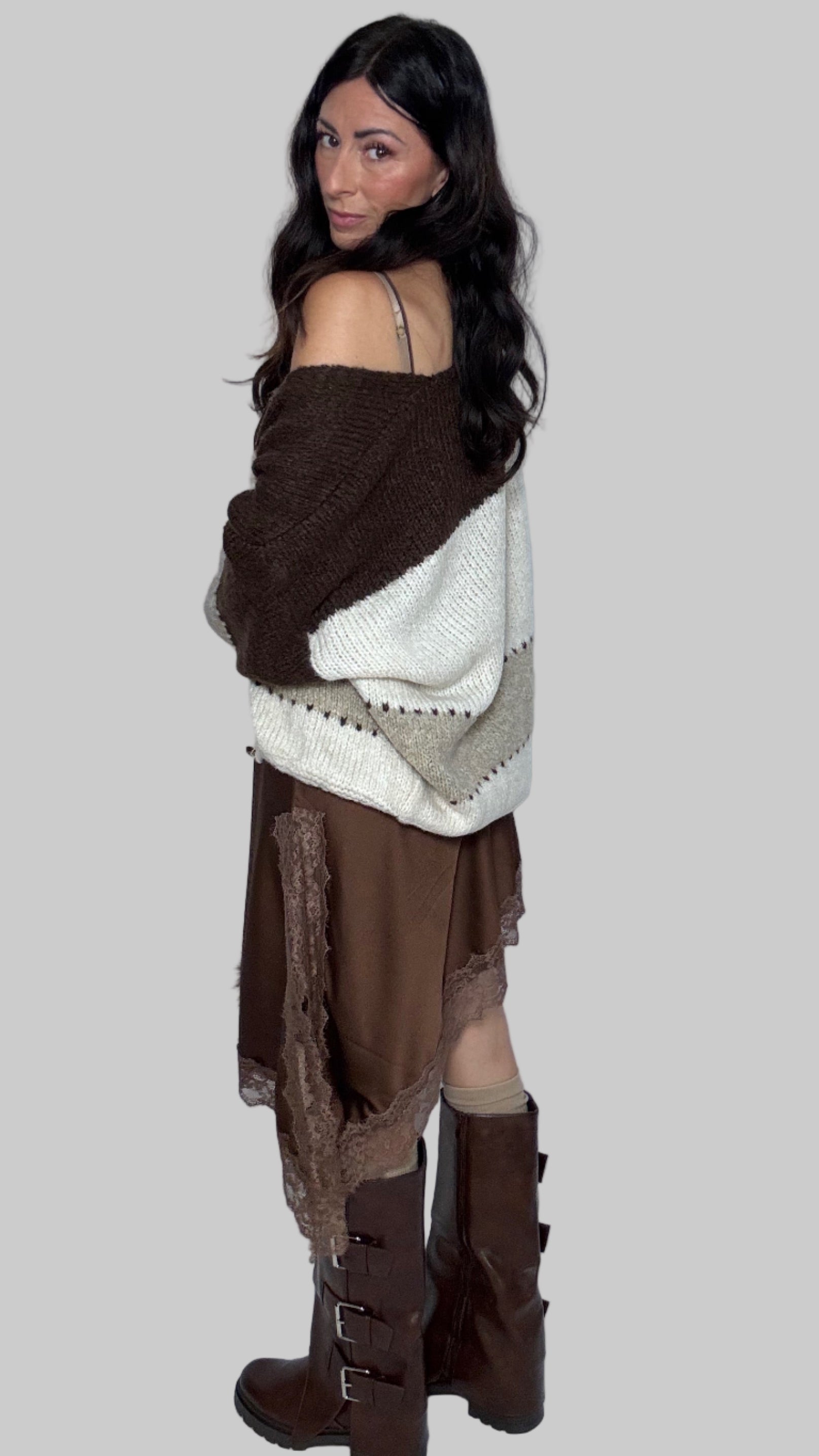 Cardigan Patchwork cioccolato