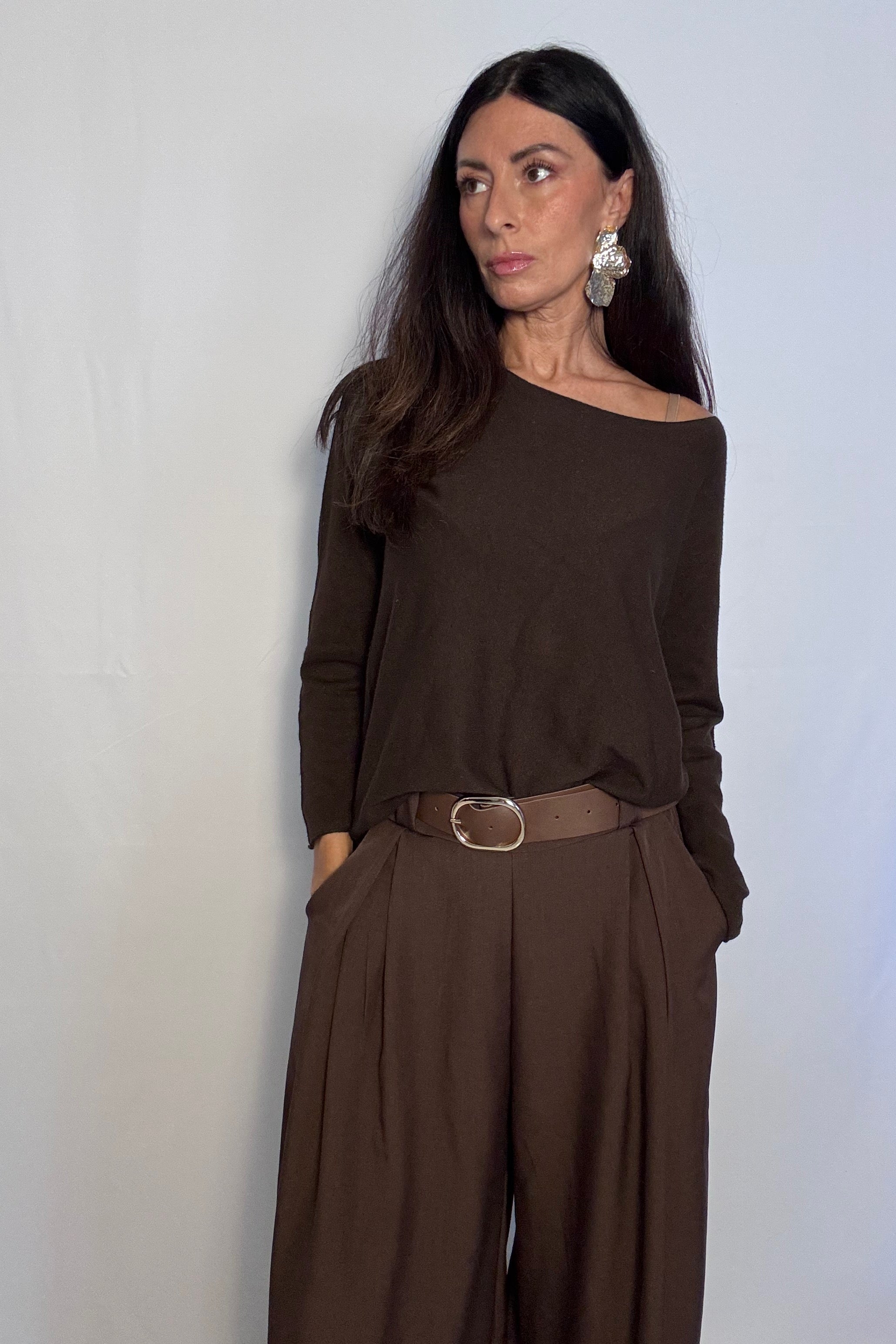 Pantalone Charlotte con cintura cioccolato