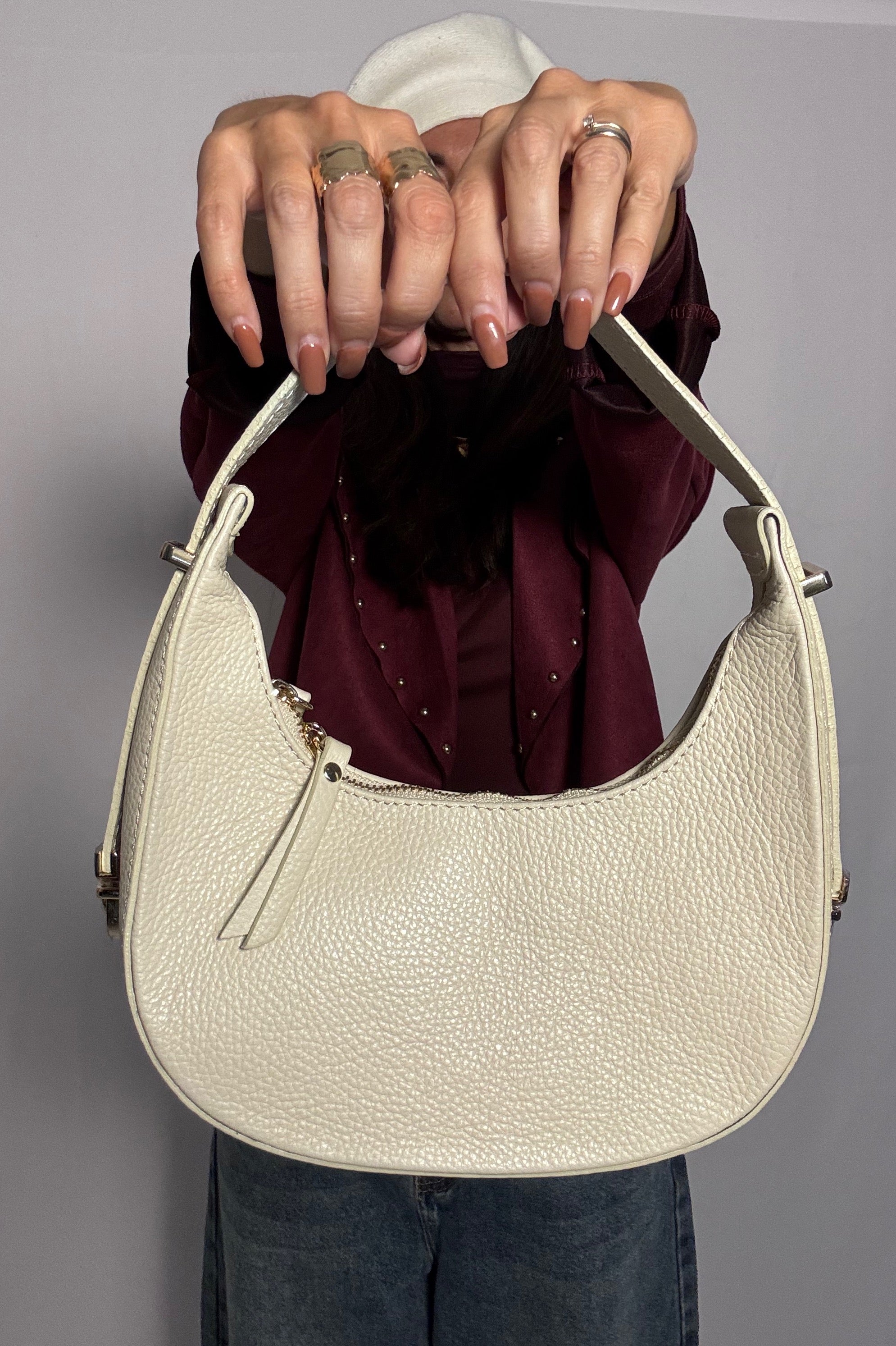 Borsa Moon in vera pelle Made in Italy