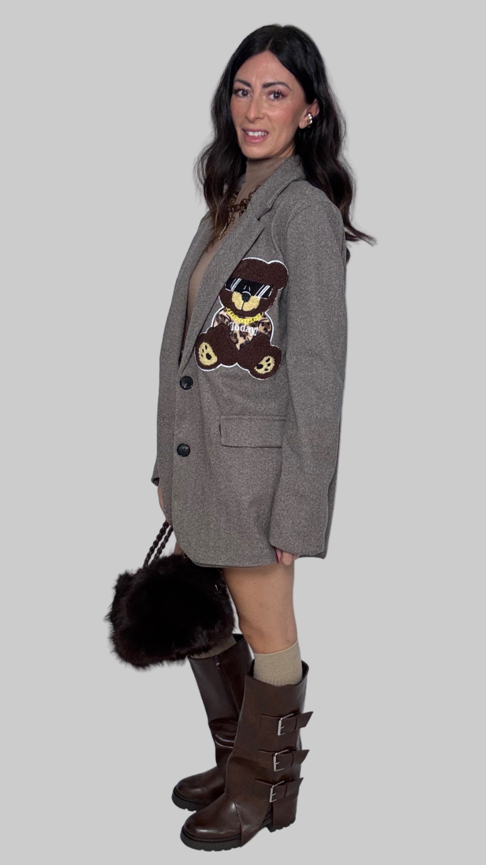 Blazer Teddy spigato fango