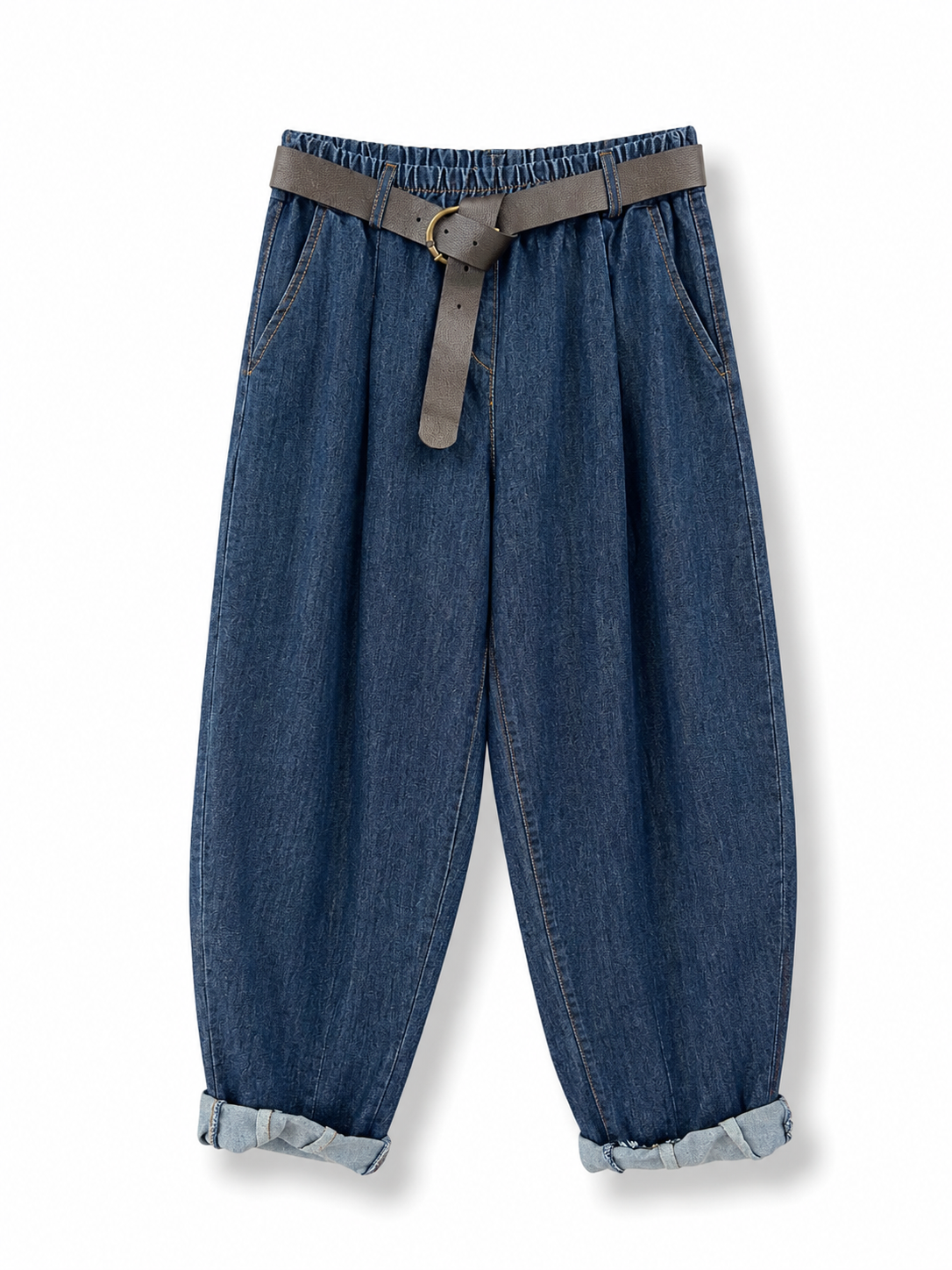 Pantaloni denim balloon Kim con cintura