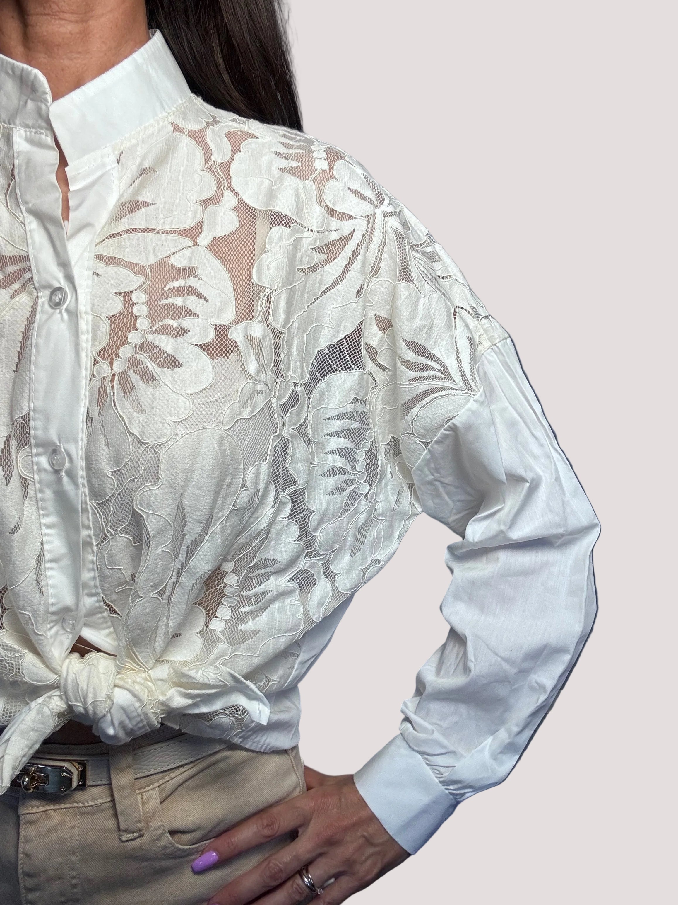 Camicia Flora panna