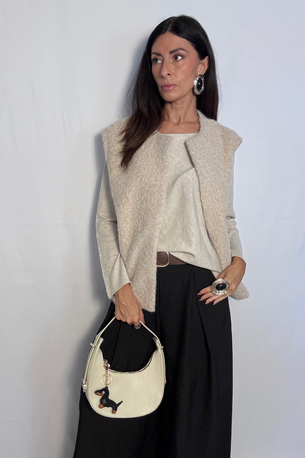 Pantalone Charlotte con cintura nero