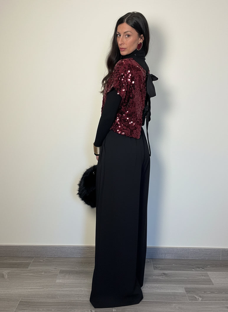 Top paillettes e fiocchi vino