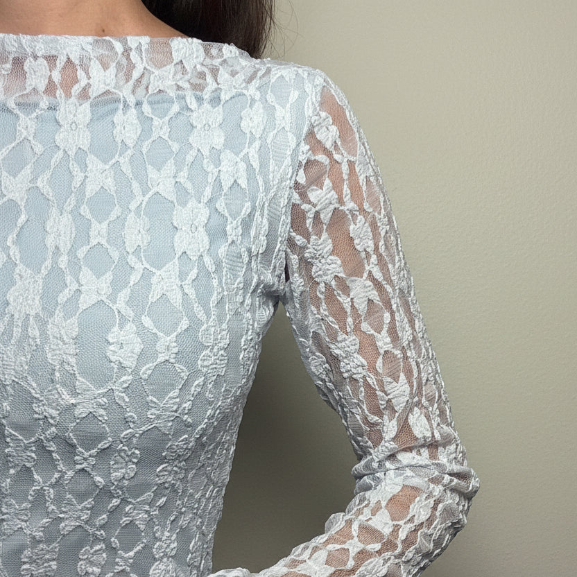 Abito Flower pizzo azzurro