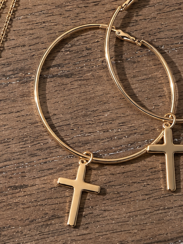 Orecchini cerchio Cross oro