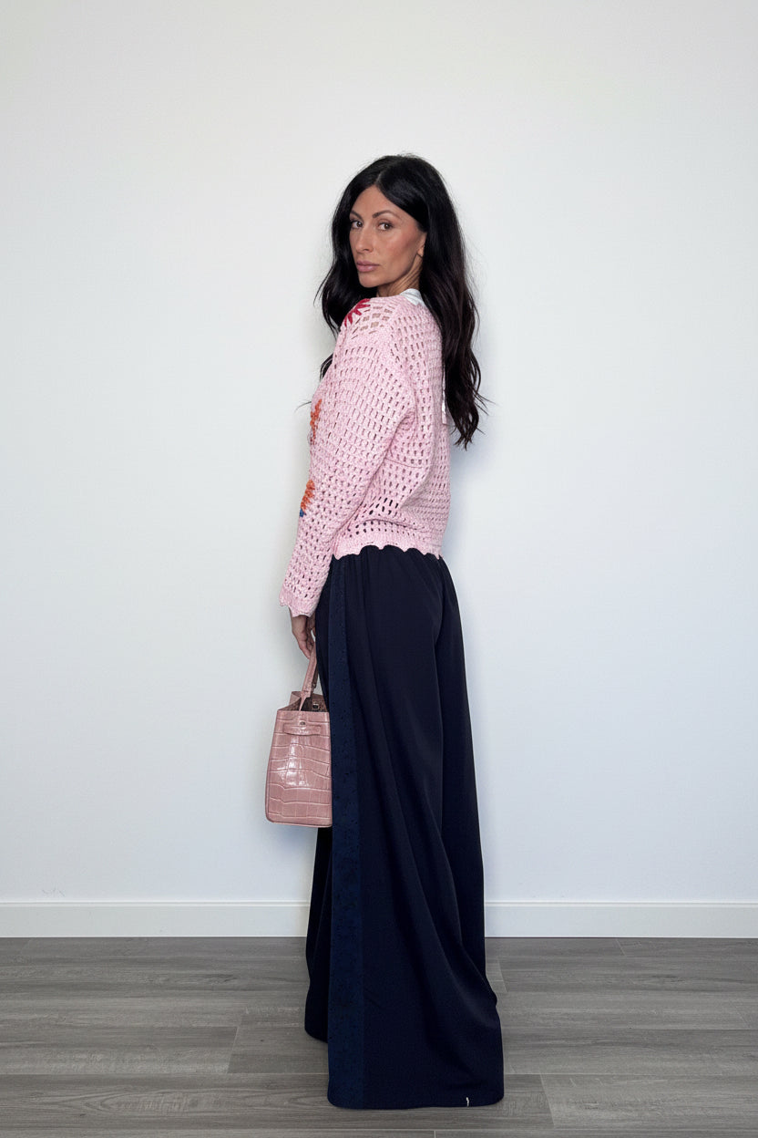 Cardigan Crochet rosa