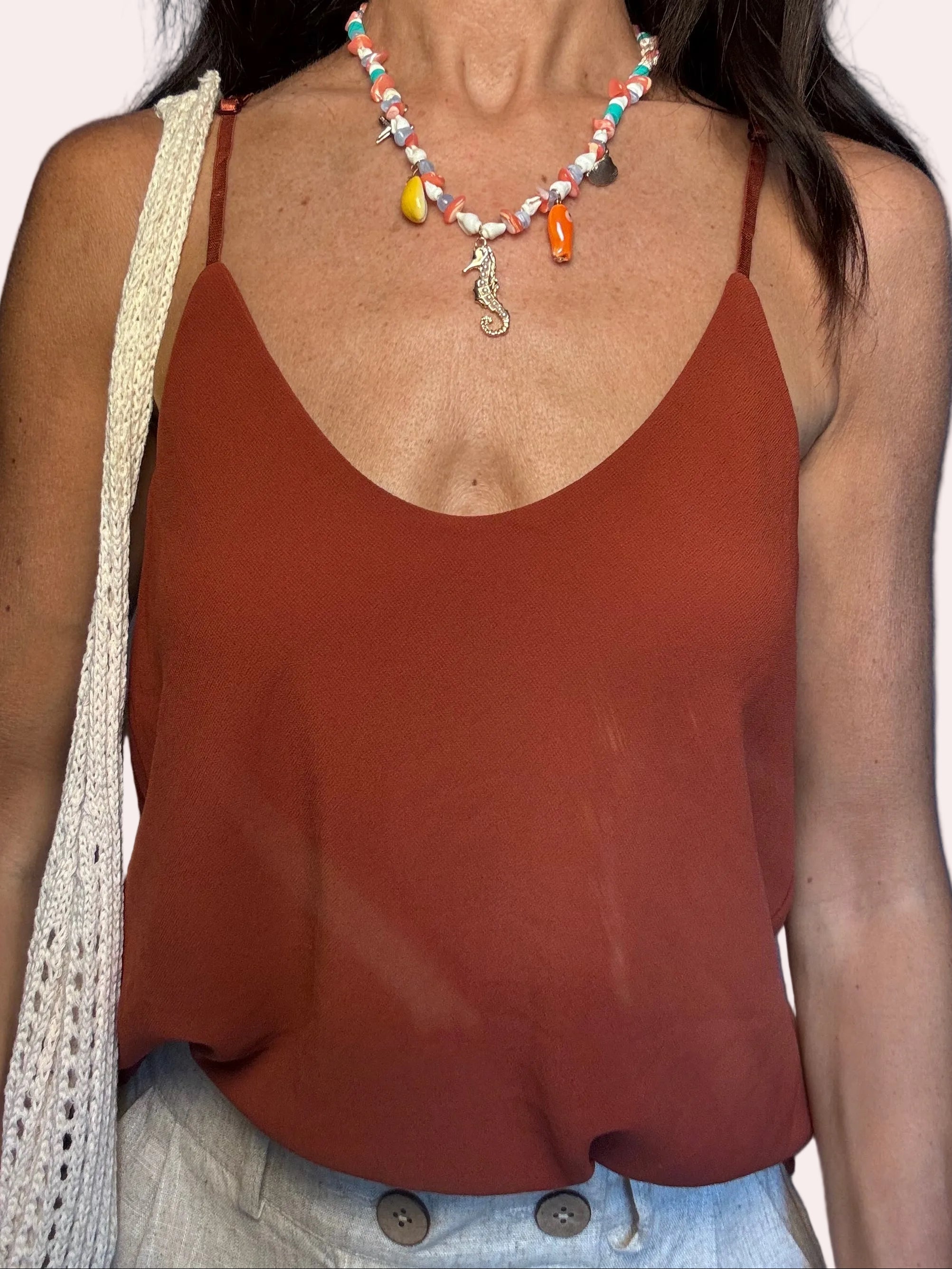 Top canotta Voile terracotta