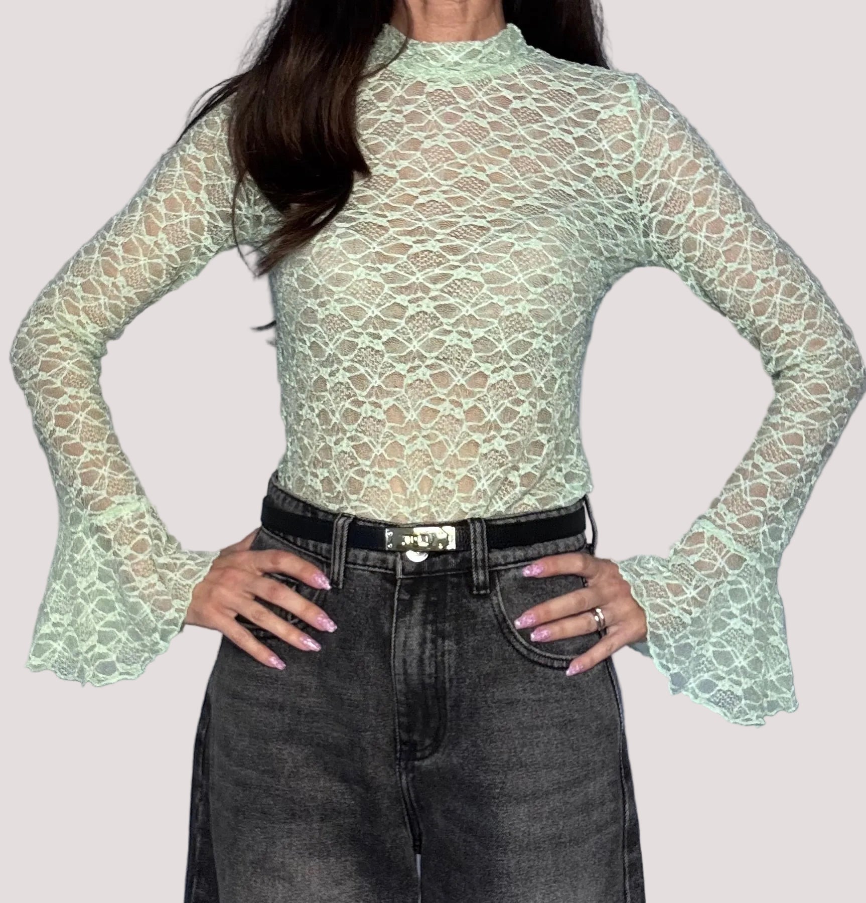 Maglia in pizzo Campanella verde