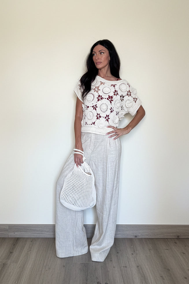 Pantalone misto lino Madrid sabbia