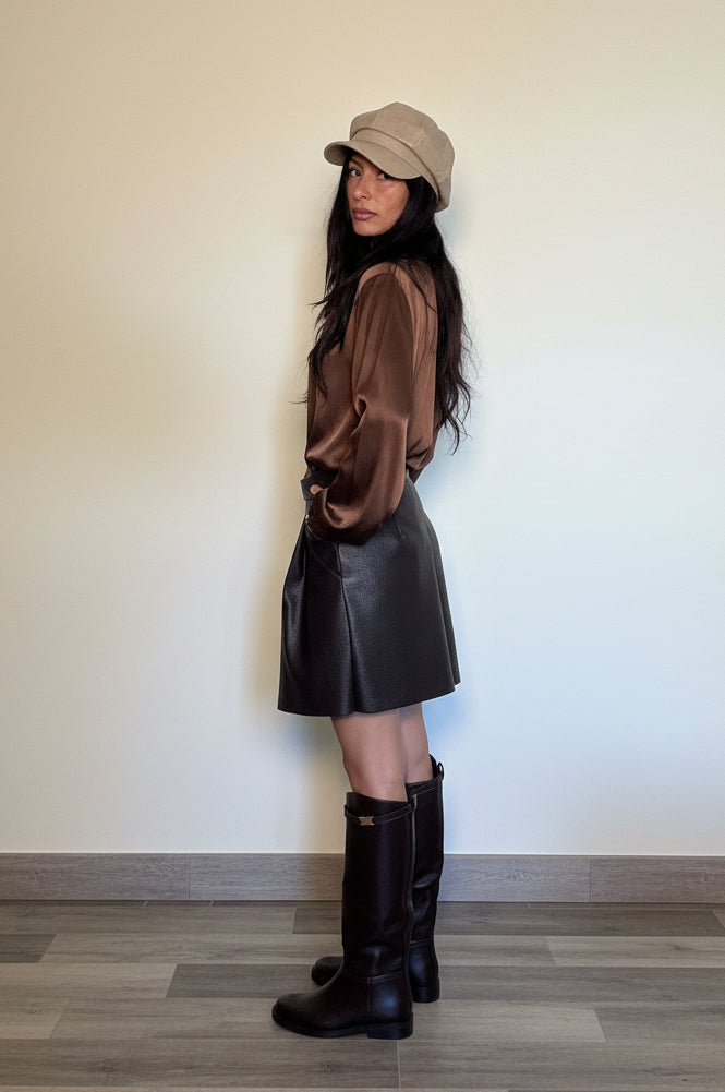 Shorts in ecopelle cioccolato