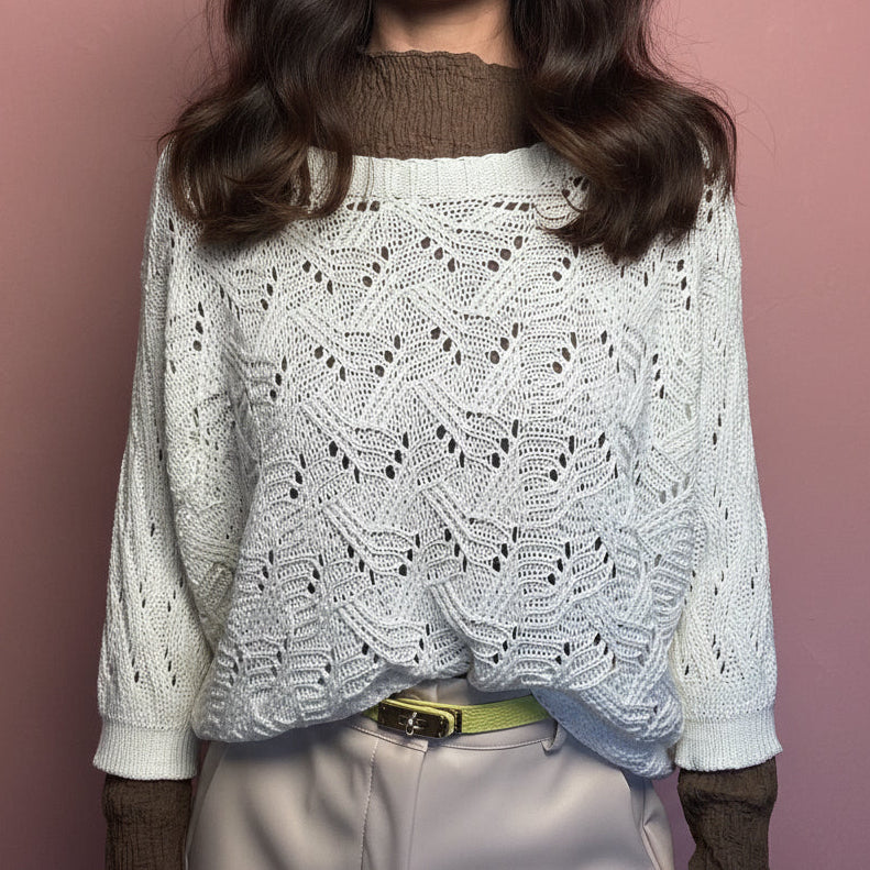 Maglia traforata lurex leggero panna