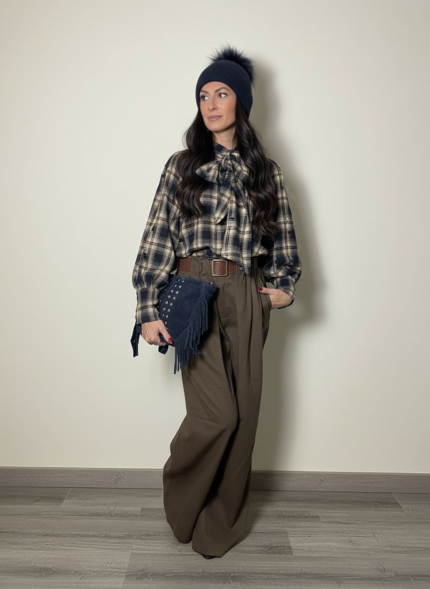 Camicia Check fiocco blu