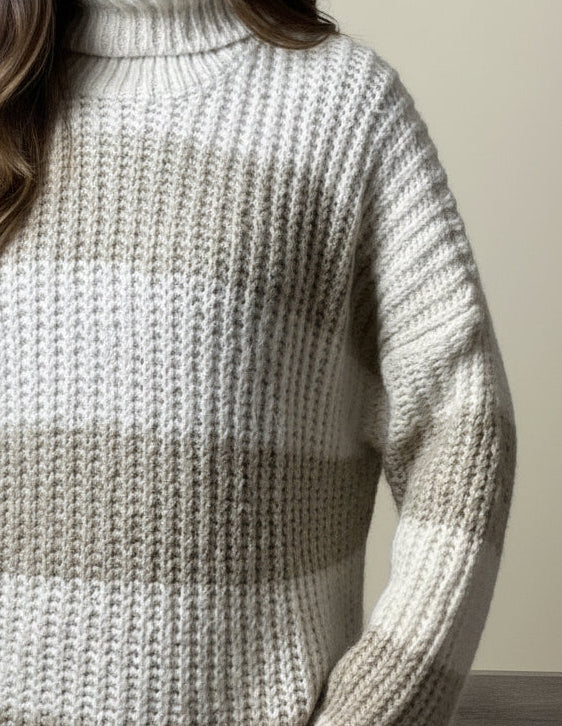 Maxi Pull Lily righe panna e sabbia