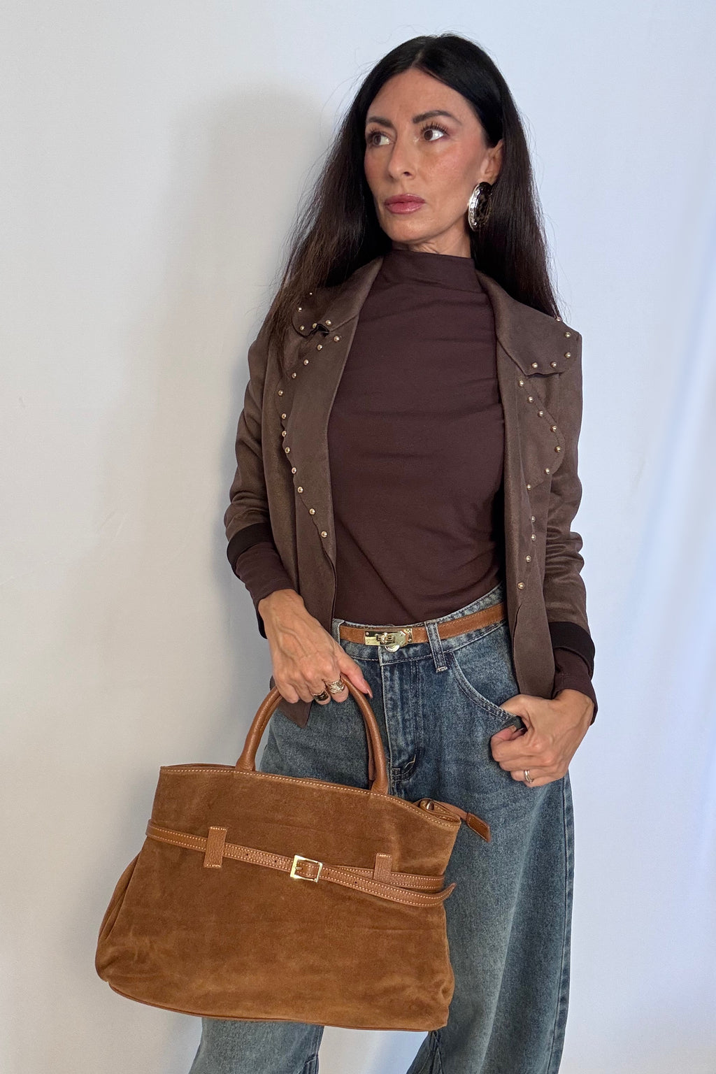 Maglia collo alto Premium cioccolato