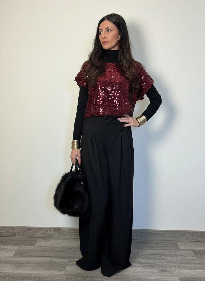 Top paillettes e fiocchi vino