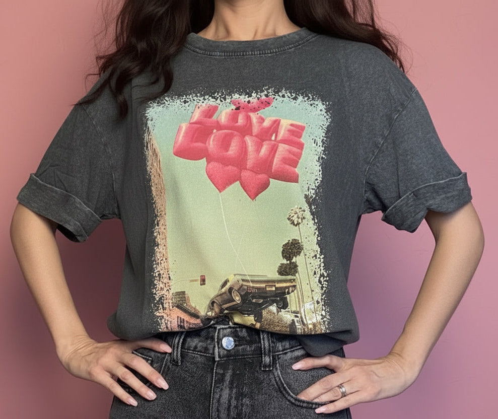 T-shirt maglia Love grigia