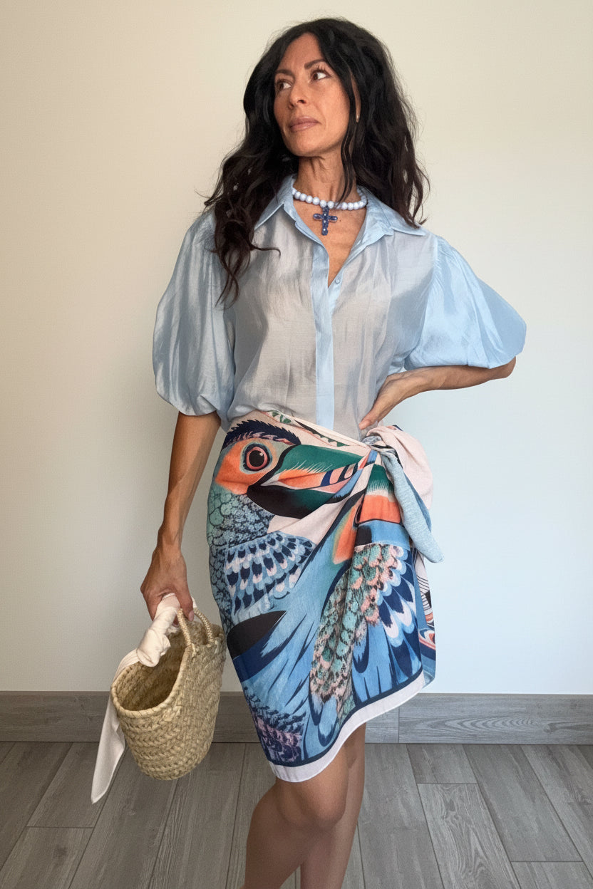 Camicia velata Sbuffo celeste