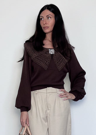 Pull gioiello Vera collo rete cioccolato