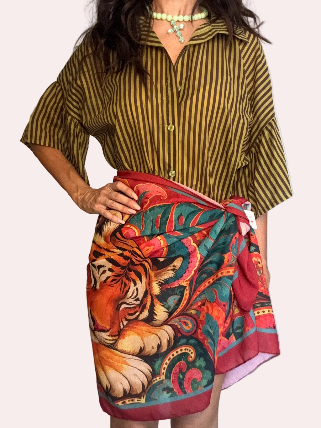 Gonna Pareo Jungle Tigre e foglie