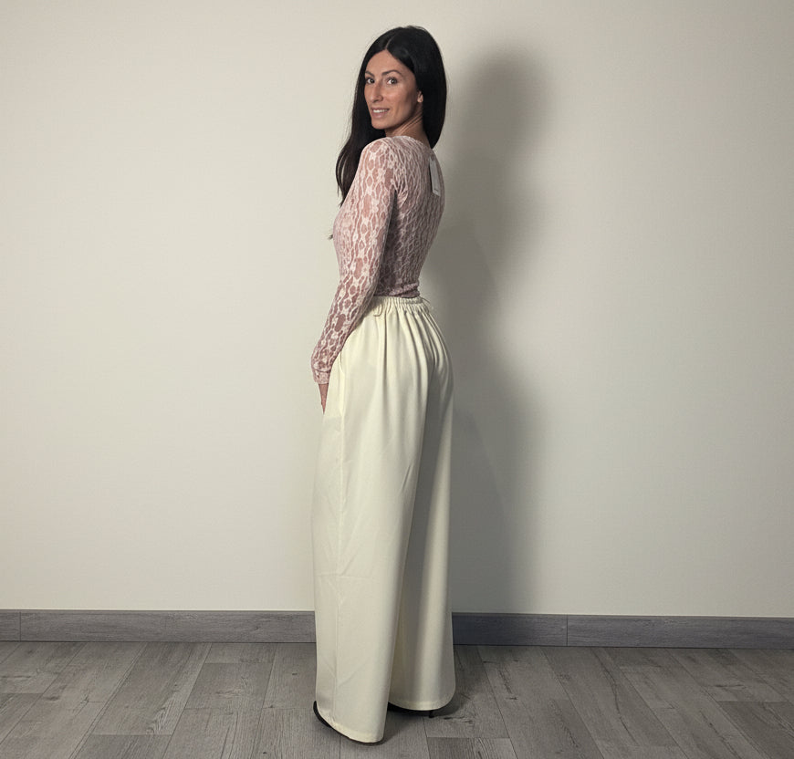 Pantalone completo Pastel giallo gessato