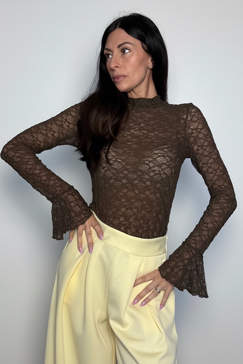 Maglia in pizzo Campanella cioccolato