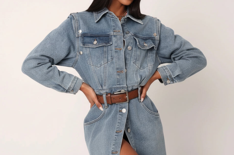 Abito Denim maniche rimovibili