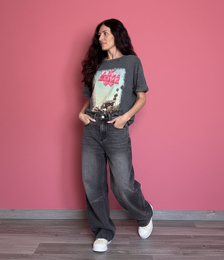 T-shirt maglia Love grigia