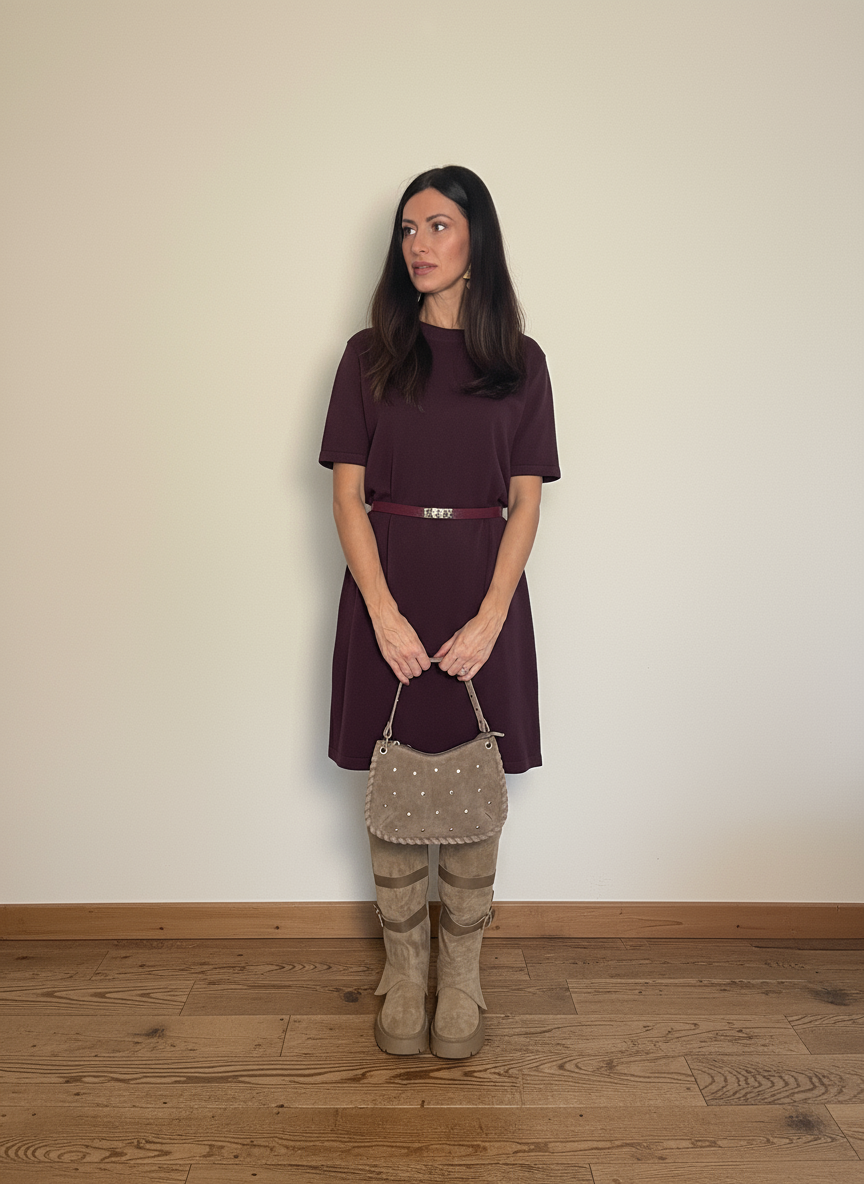 Abito in maglia Rania prugna